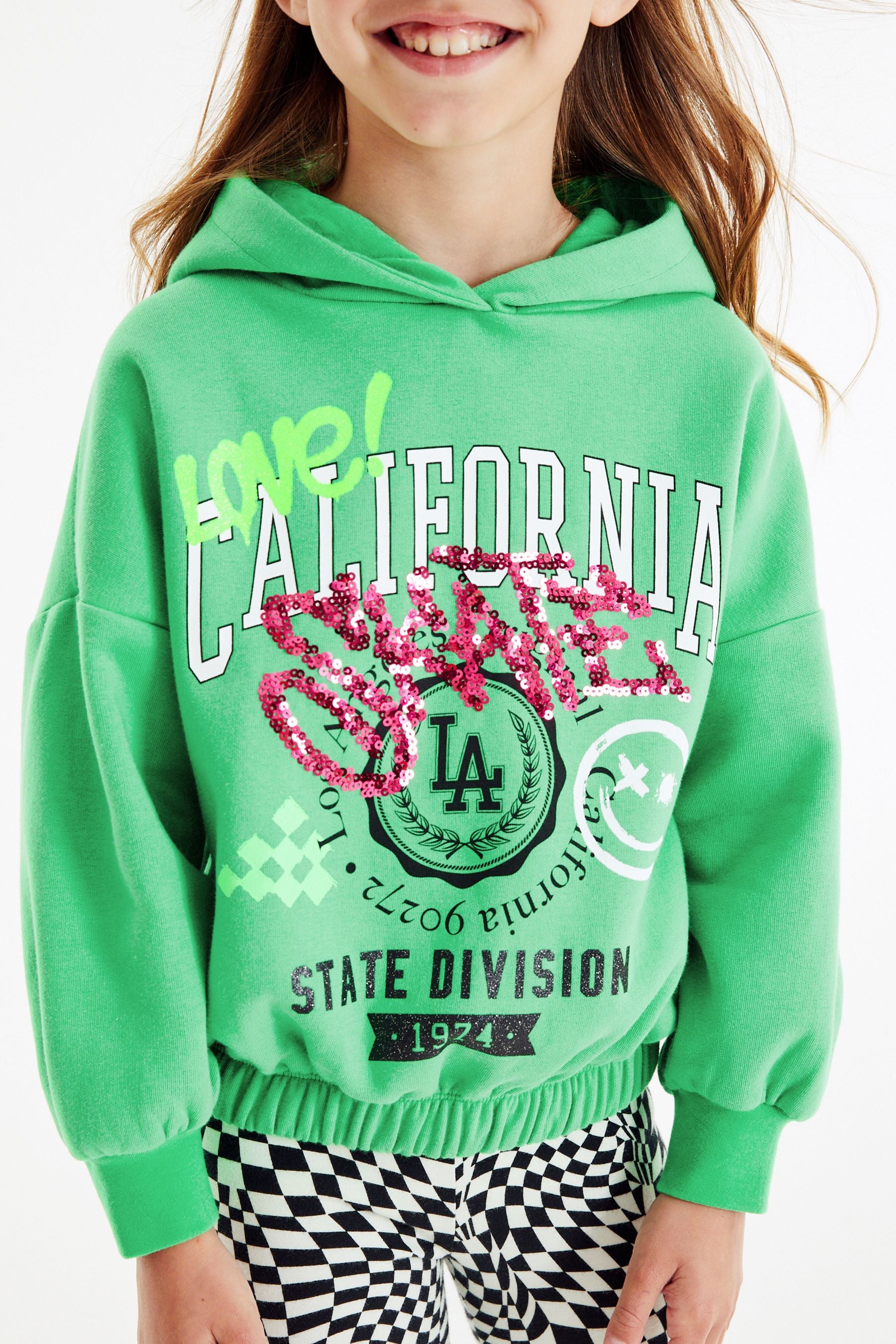 Green Skate Slogan/Illusion Print Hoodie & Leggings Set (3-16yrs)