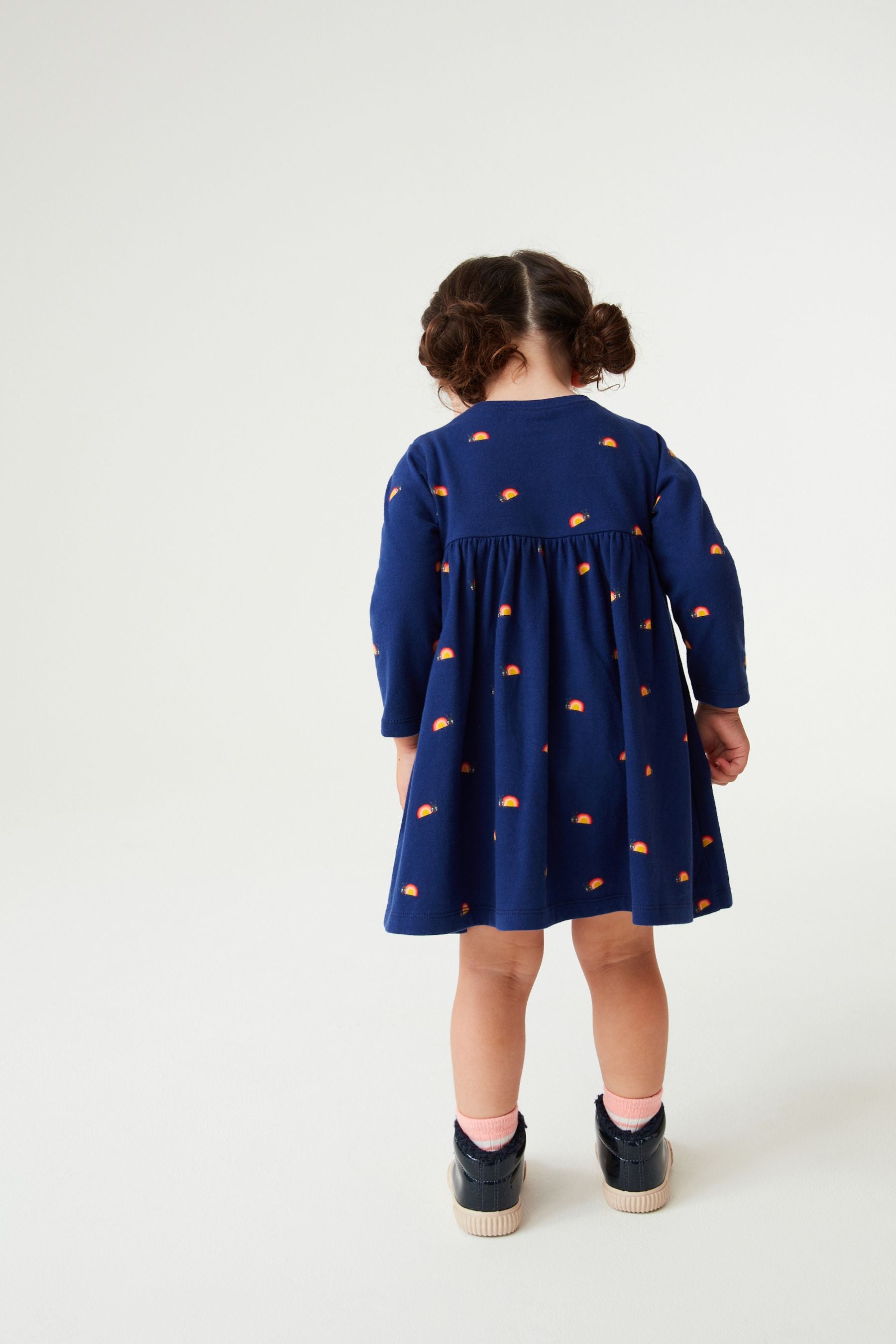 Navy Blue Ladybird Character Long Sleeve Jersey Dress (3mths-7yrs)