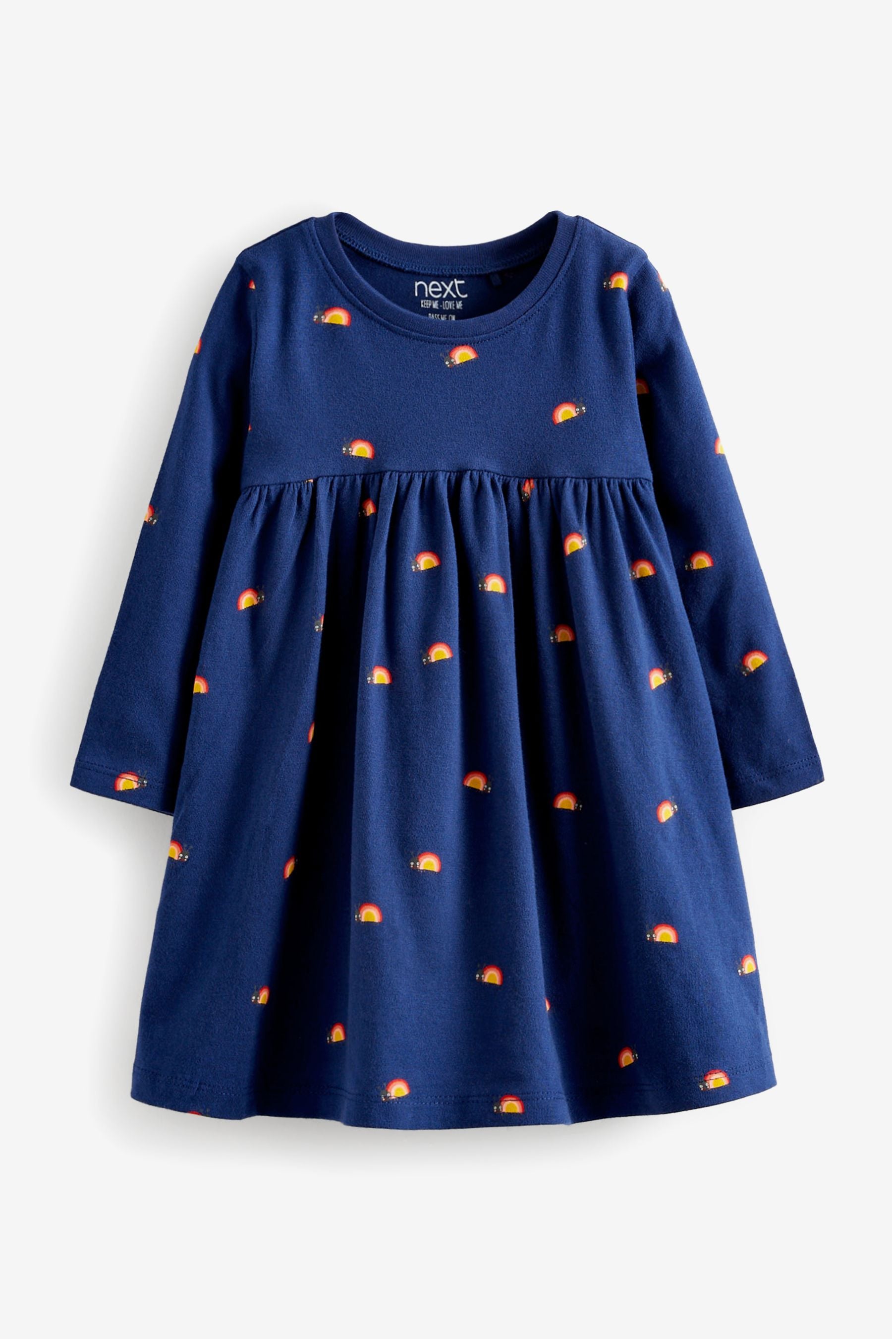 Navy Blue Ladybird Character Long Sleeve Jersey Dress (3mths-7yrs)