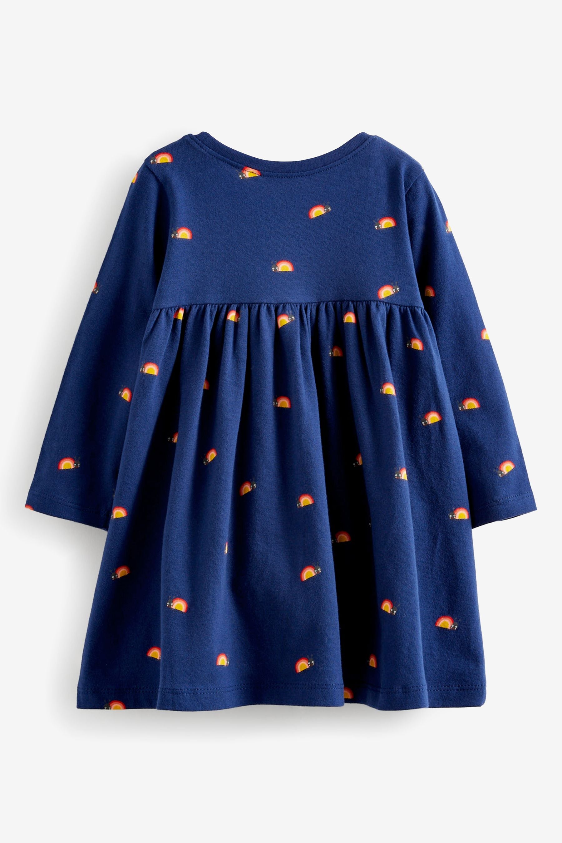 Navy Blue Ladybird Character Long Sleeve Jersey Dress (3mths-7yrs)