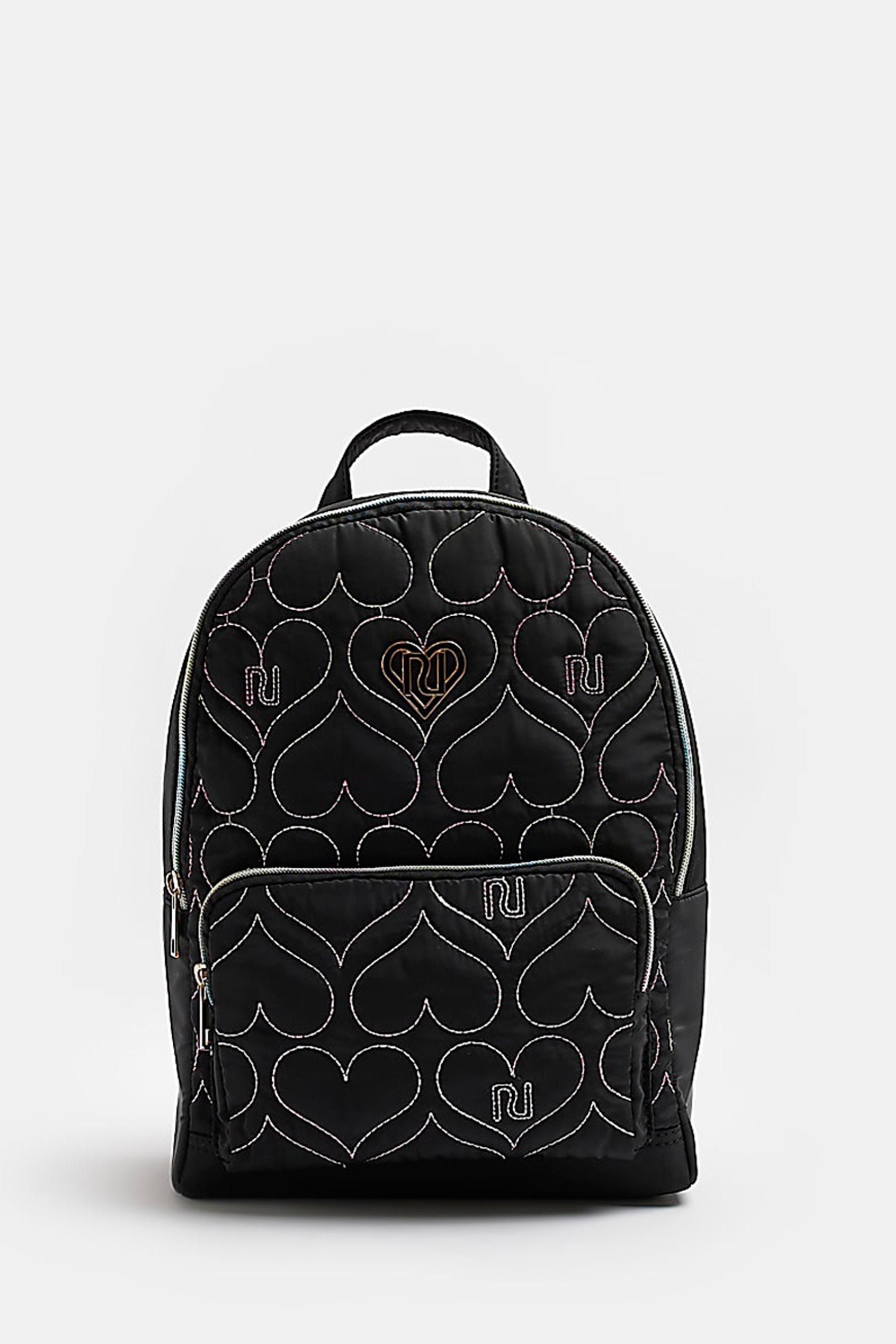 River Island Heart Black Puff Nylon Bag