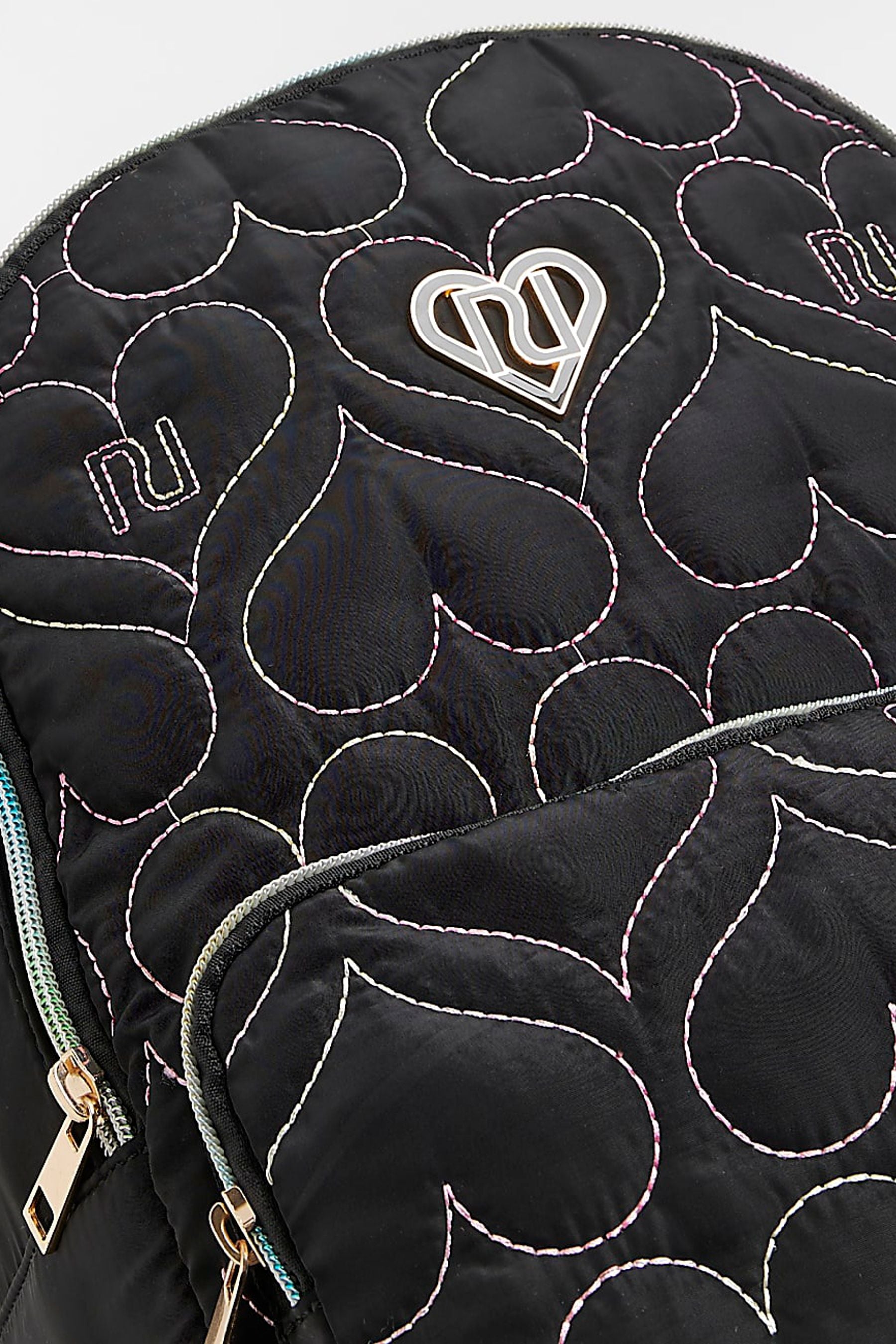 River Island Heart Black Puff Nylon Bag