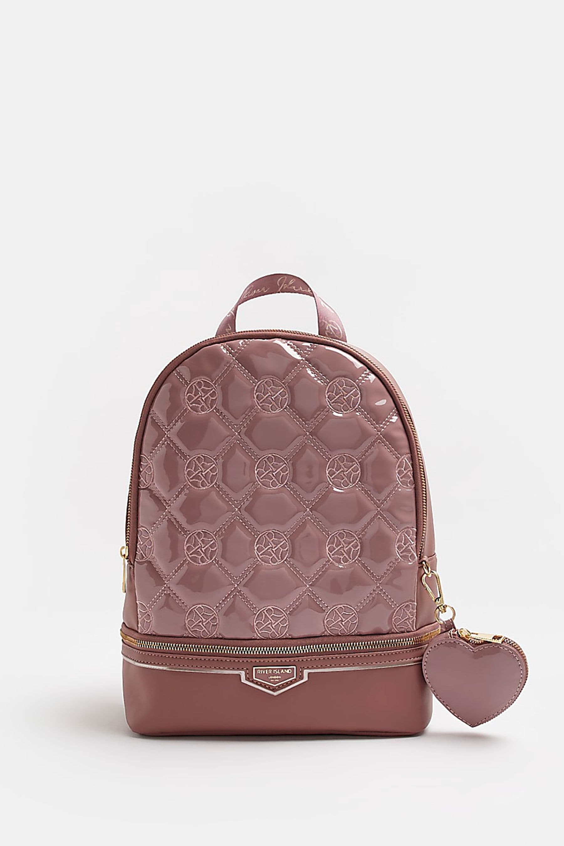 Pink River Island Girls Pink Circle Monogram Backpack