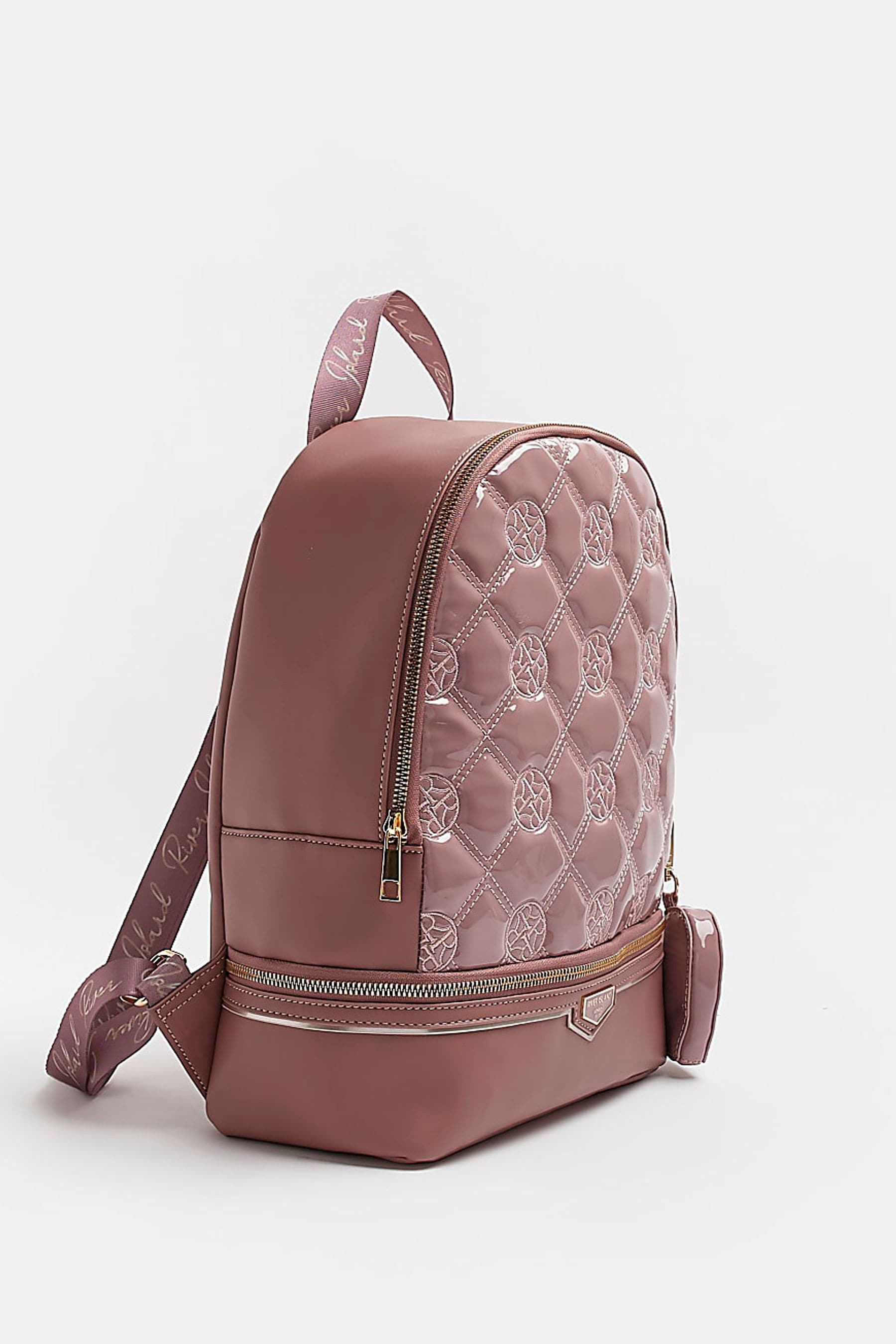 Pink River Island Girls Pink Circle Monogram Backpack