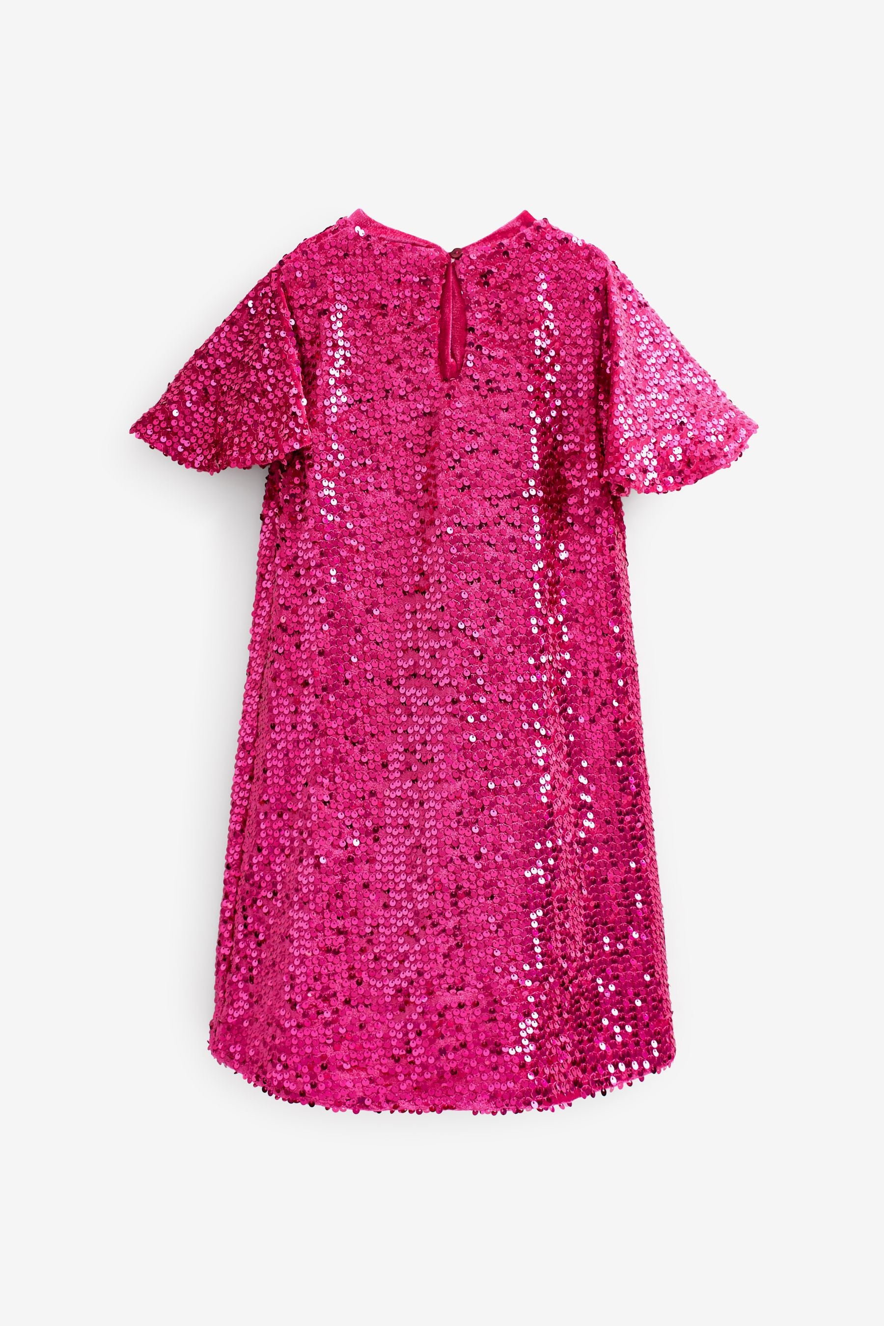 Pink Next Velour Sequin Sparkle Party Dress (3-16yrs)