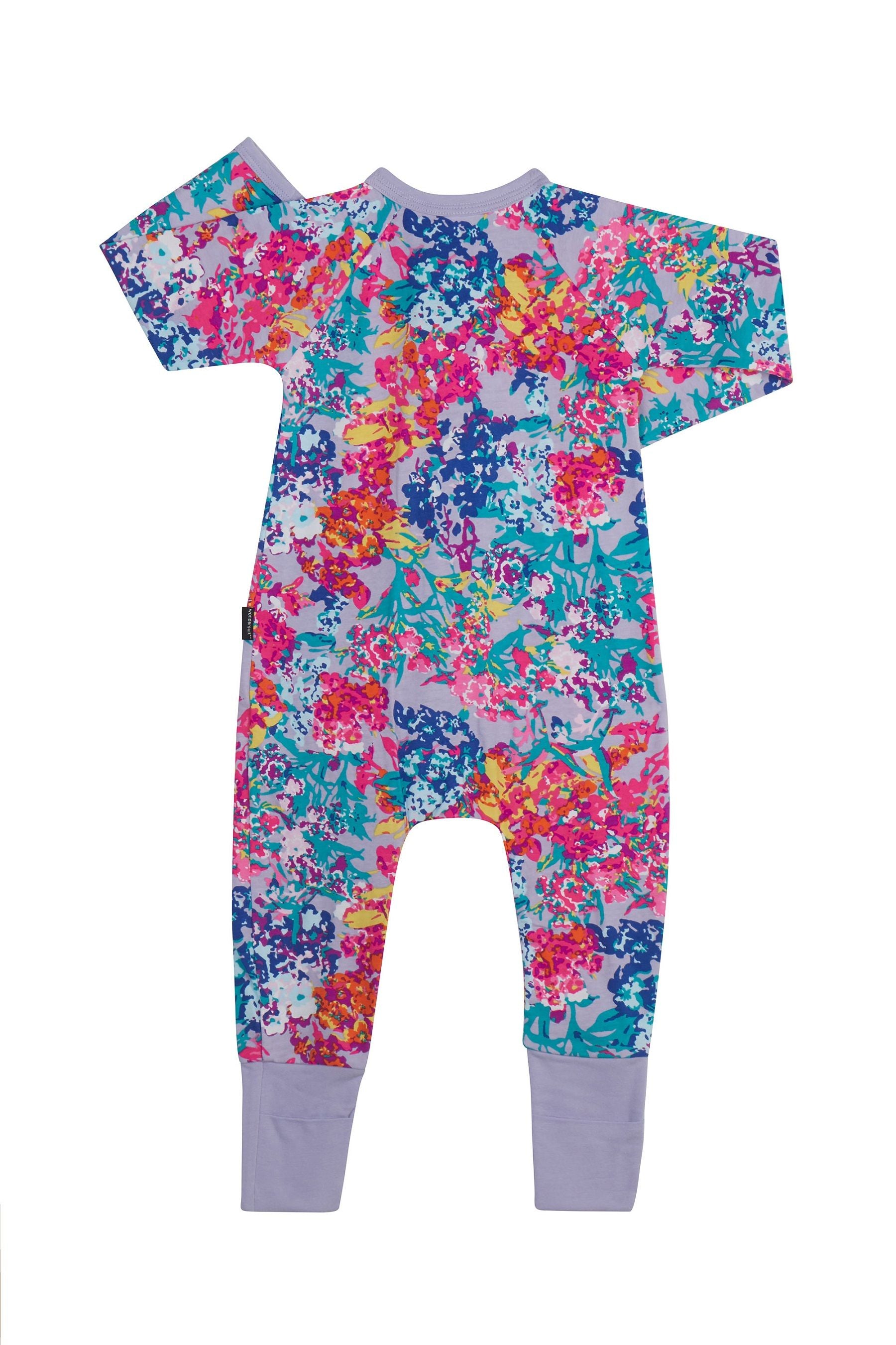 Black Bonds Lilac Floral Print Zip Sleepsuit