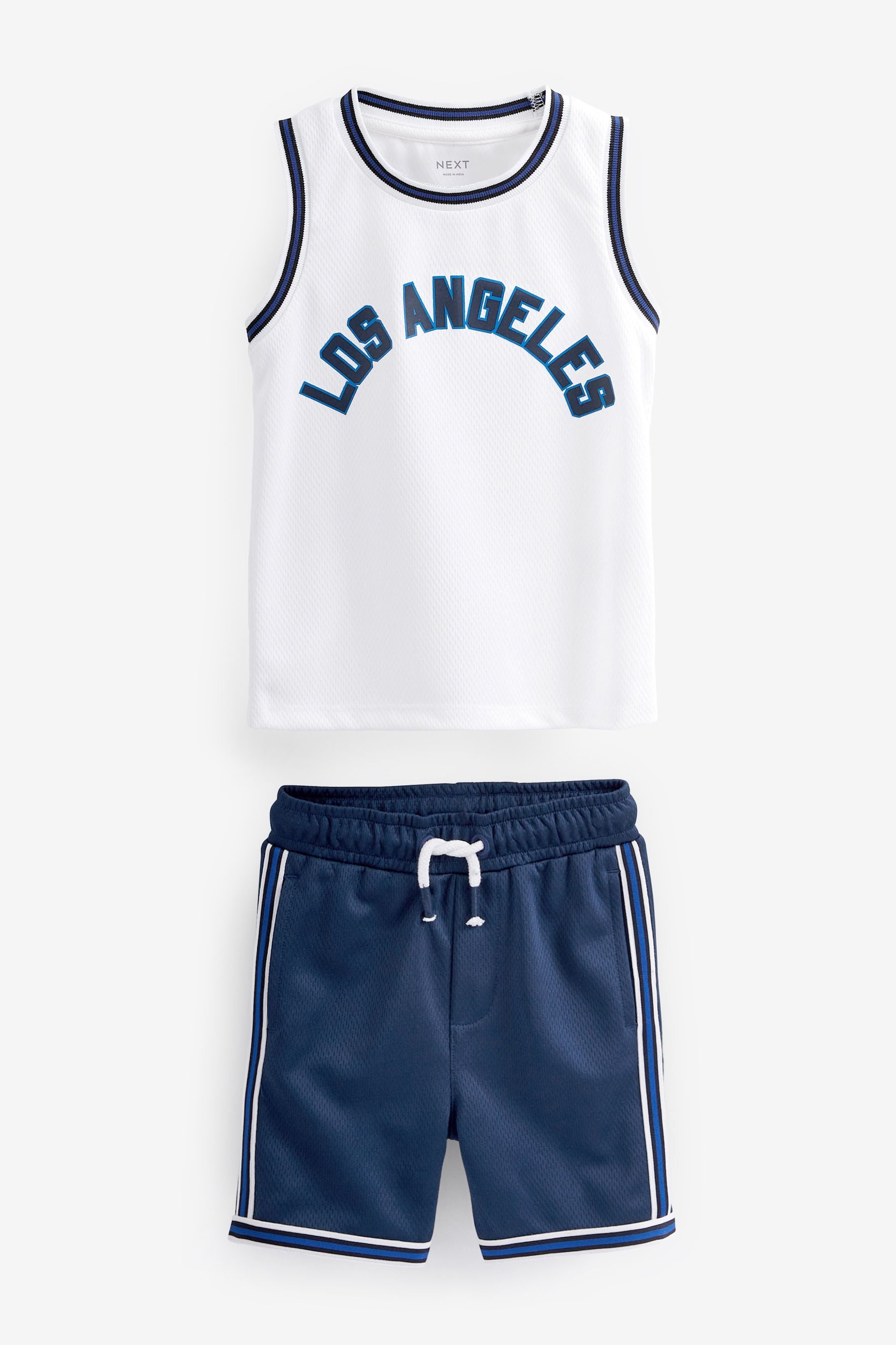 White/Blue Basketball Vest And Shorts Set (3mths-7yrs)