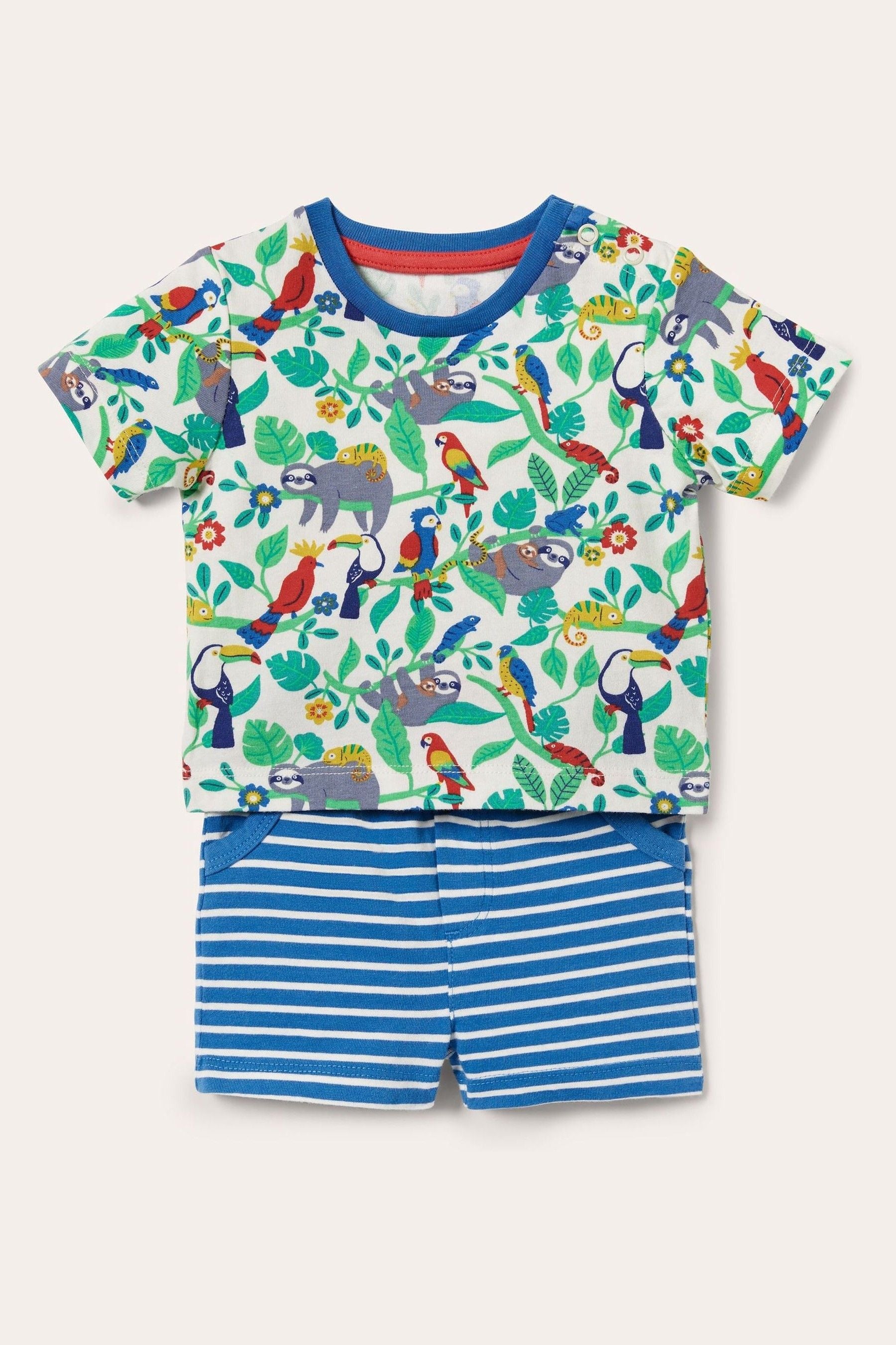 Green Boden Green Printed T-Shirt And Shorts Set