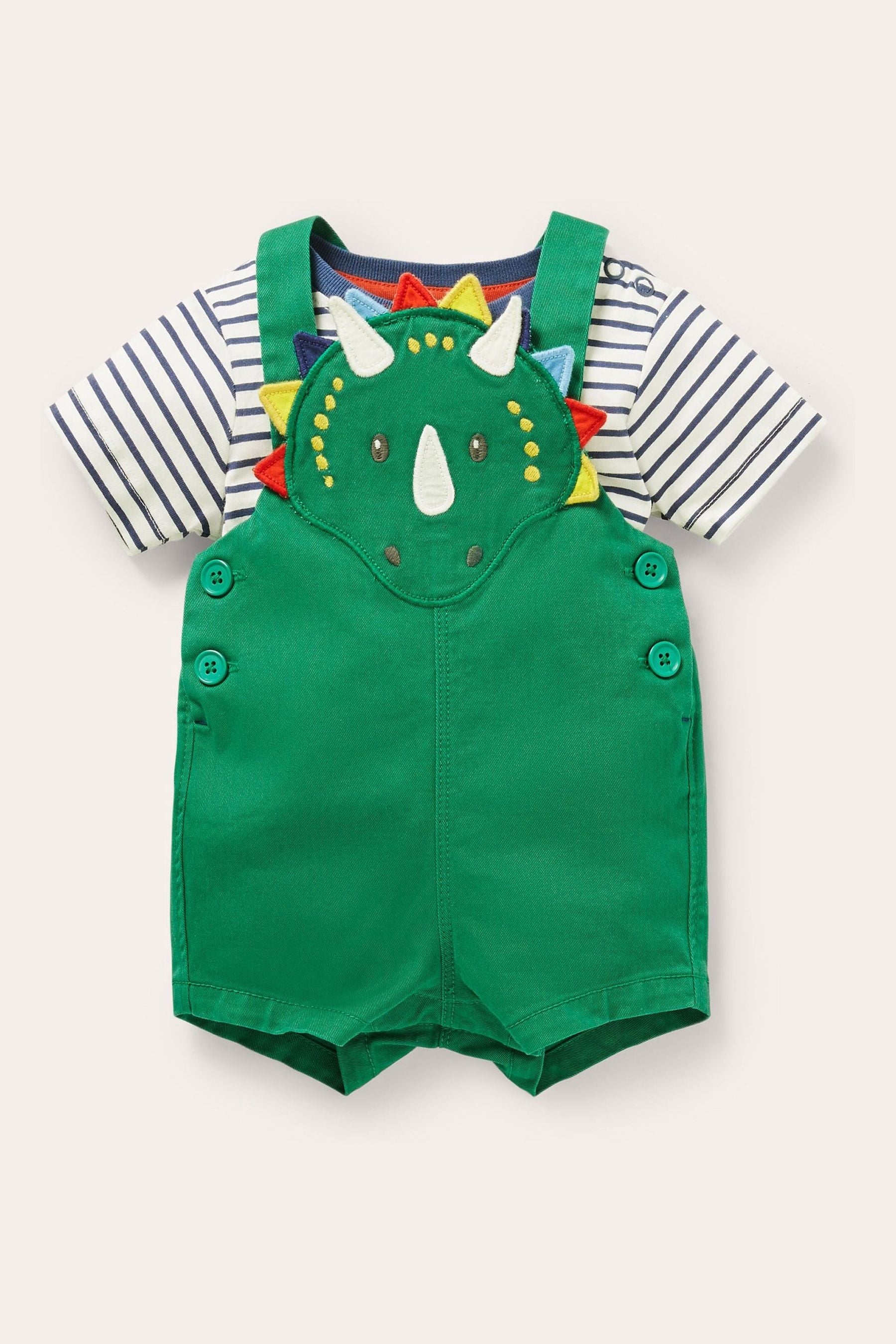 Boden Green Dinosaur Dungaree Set