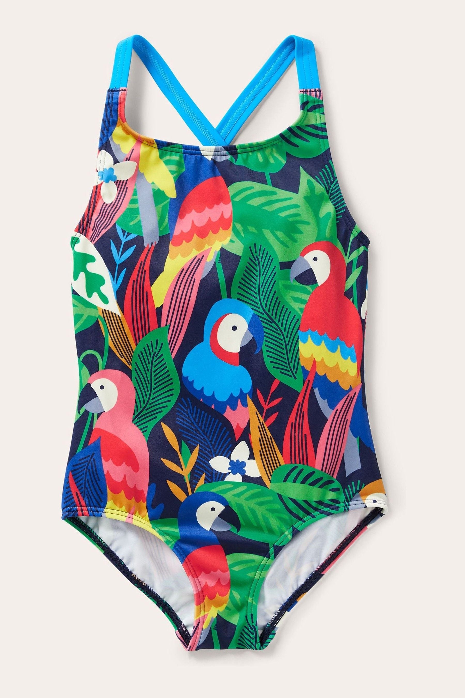 Boden Blue Cross-Back Printed Swimsuit