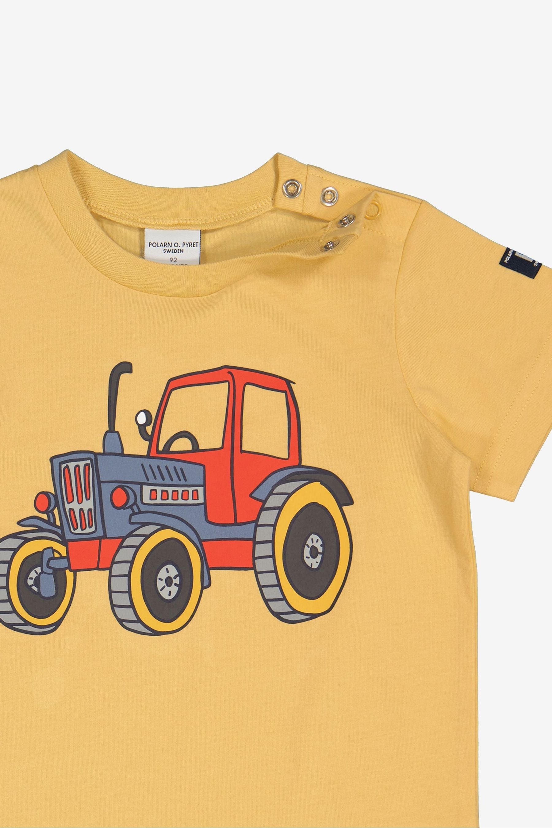 Polarn O. Pyret Yellow Organic Cotton Tractor Print T-Shirt