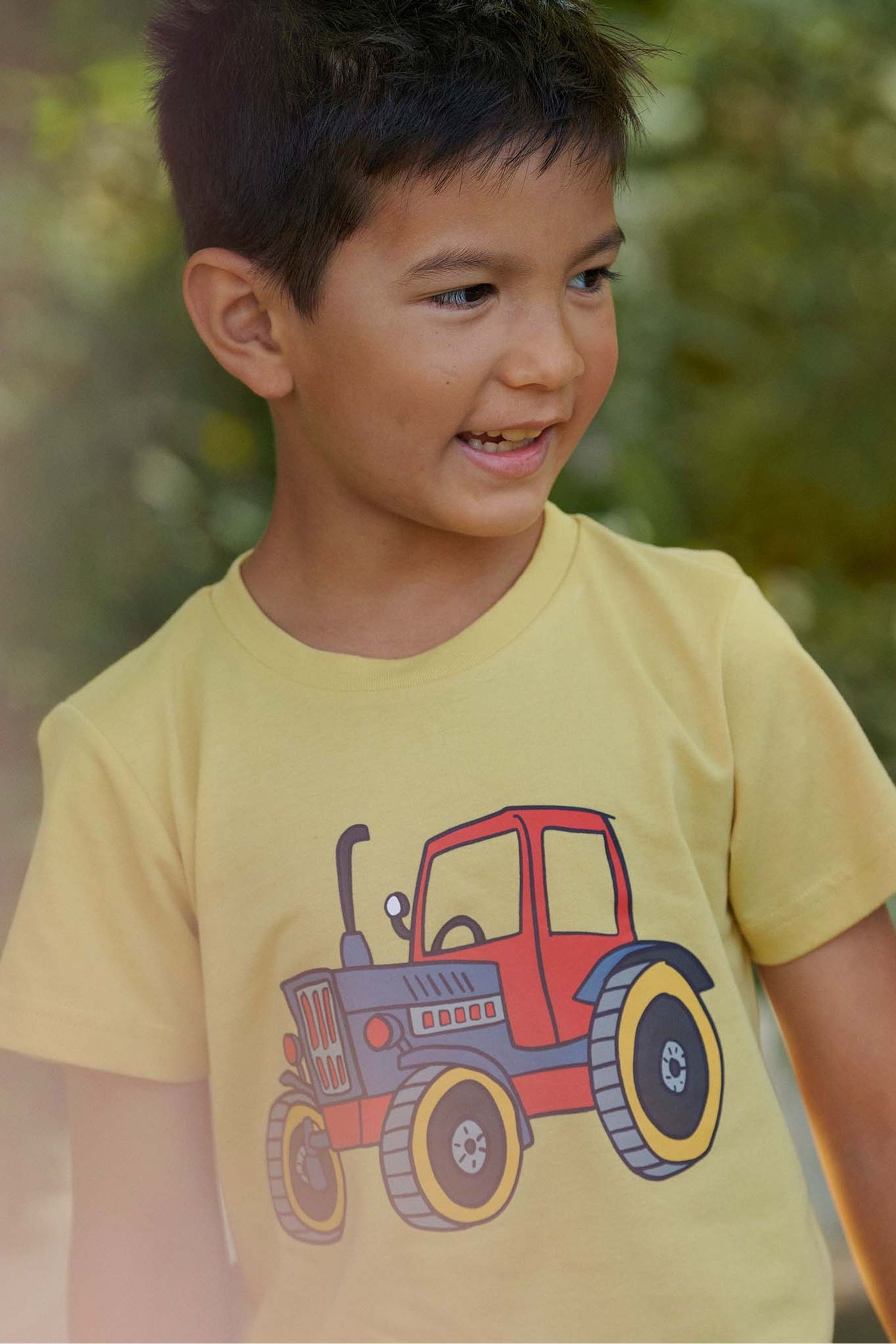 Polarn O. Pyret Yellow Organic Cotton Tractor Print T-Shirt