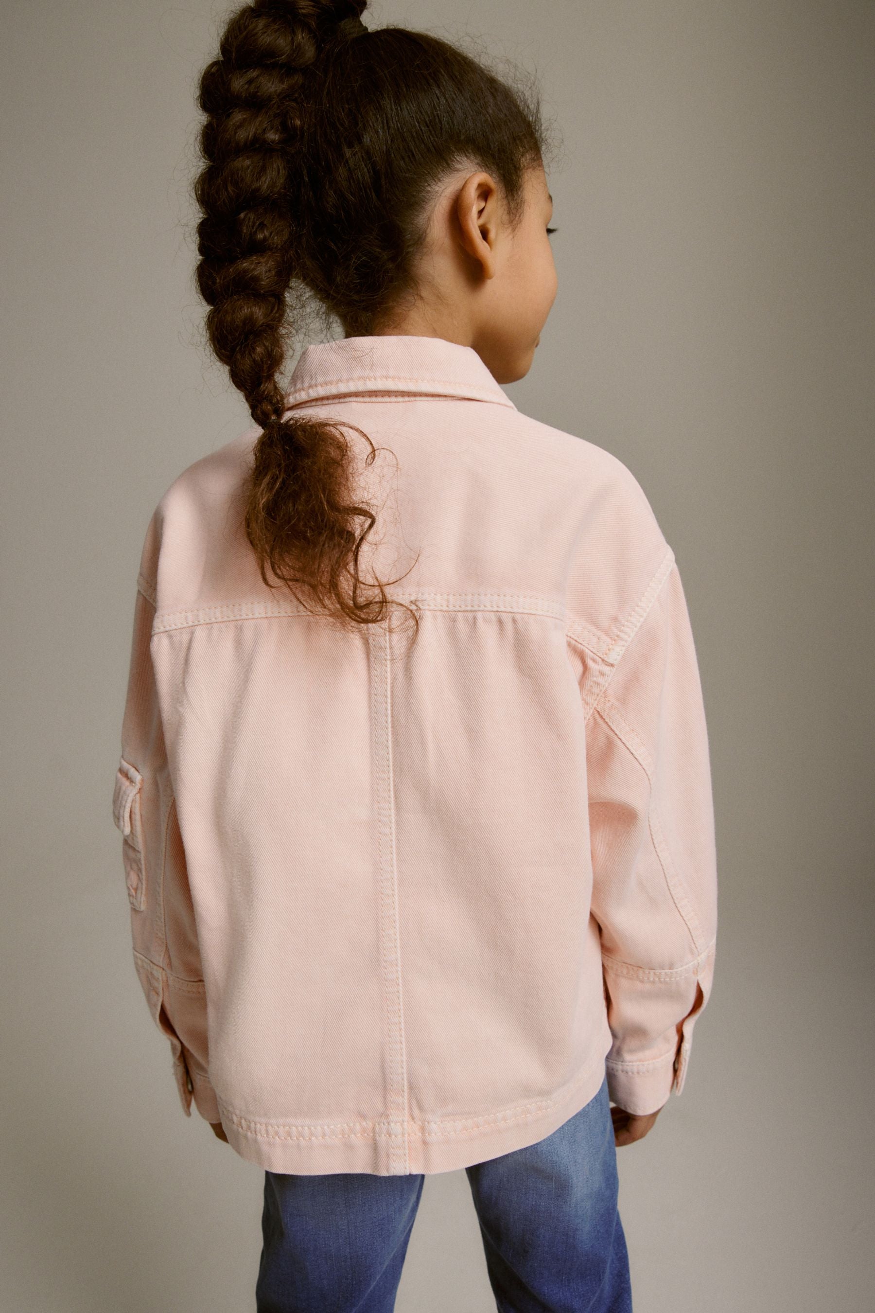 Peach Pink Crop Cotton Shacket (3-16yrs)