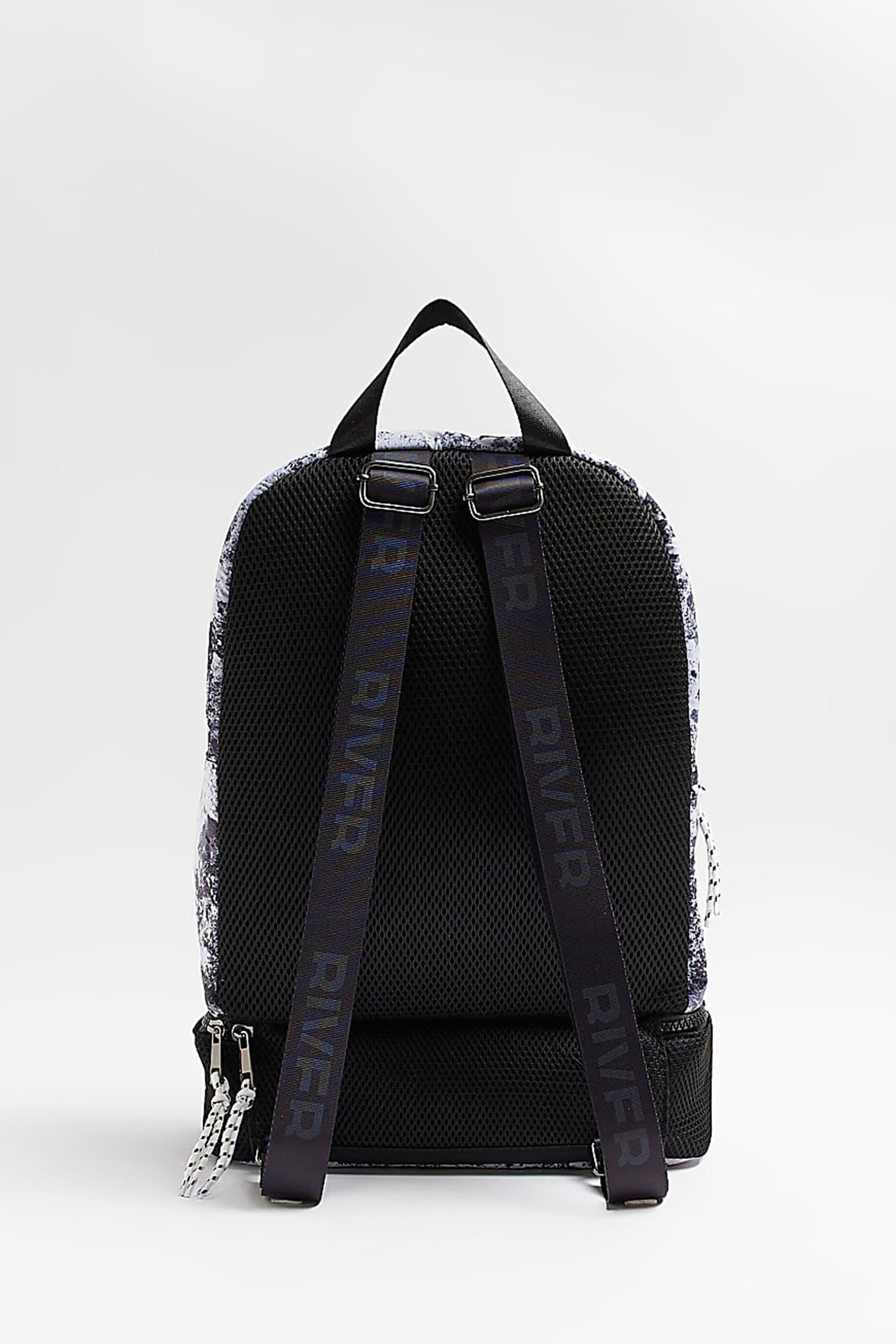 Black River Island Boys Nylon Marble Black Backpack