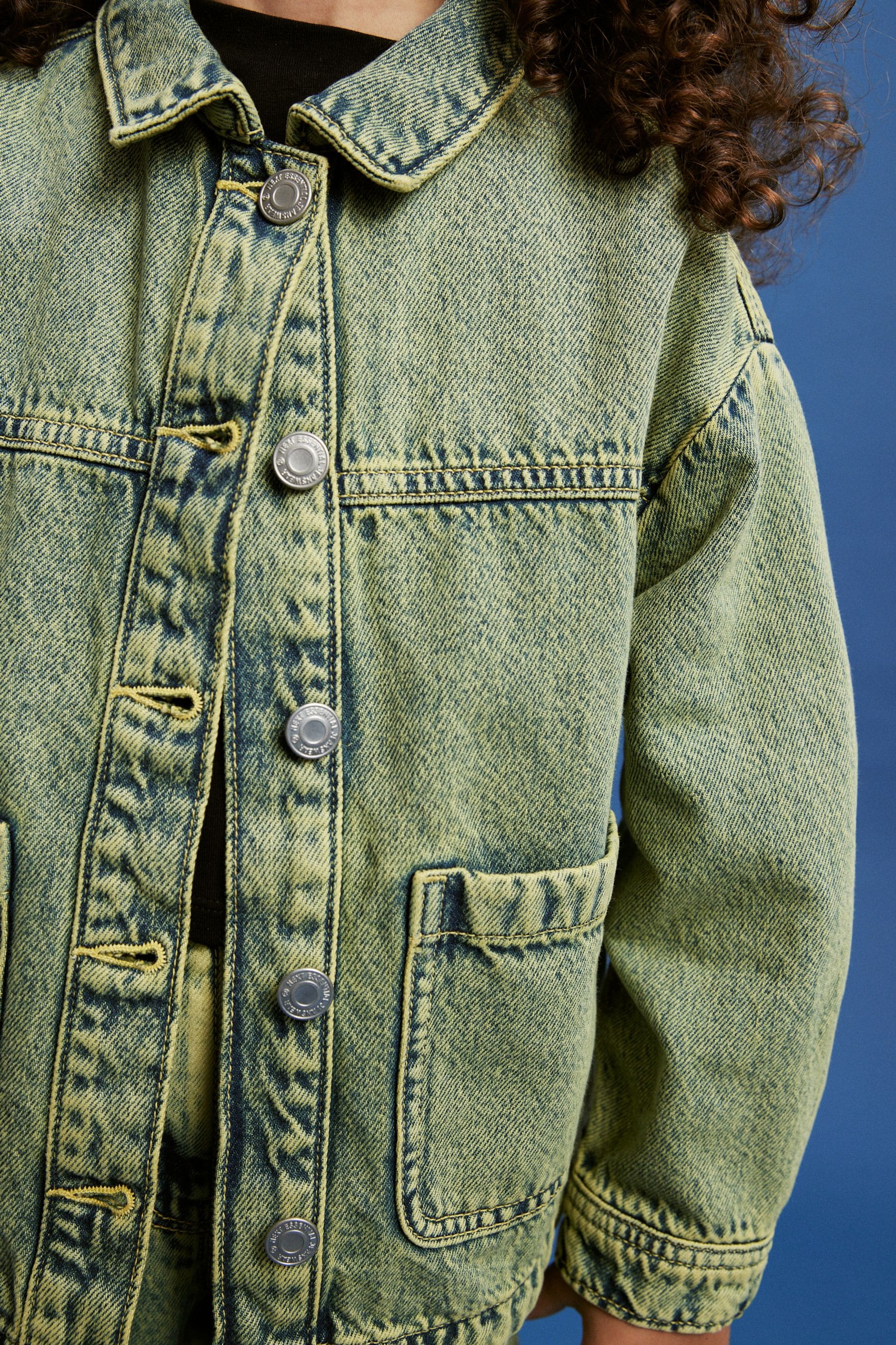 Blue/Yellow Acid Wash Denim Shacket (3-16yrs)