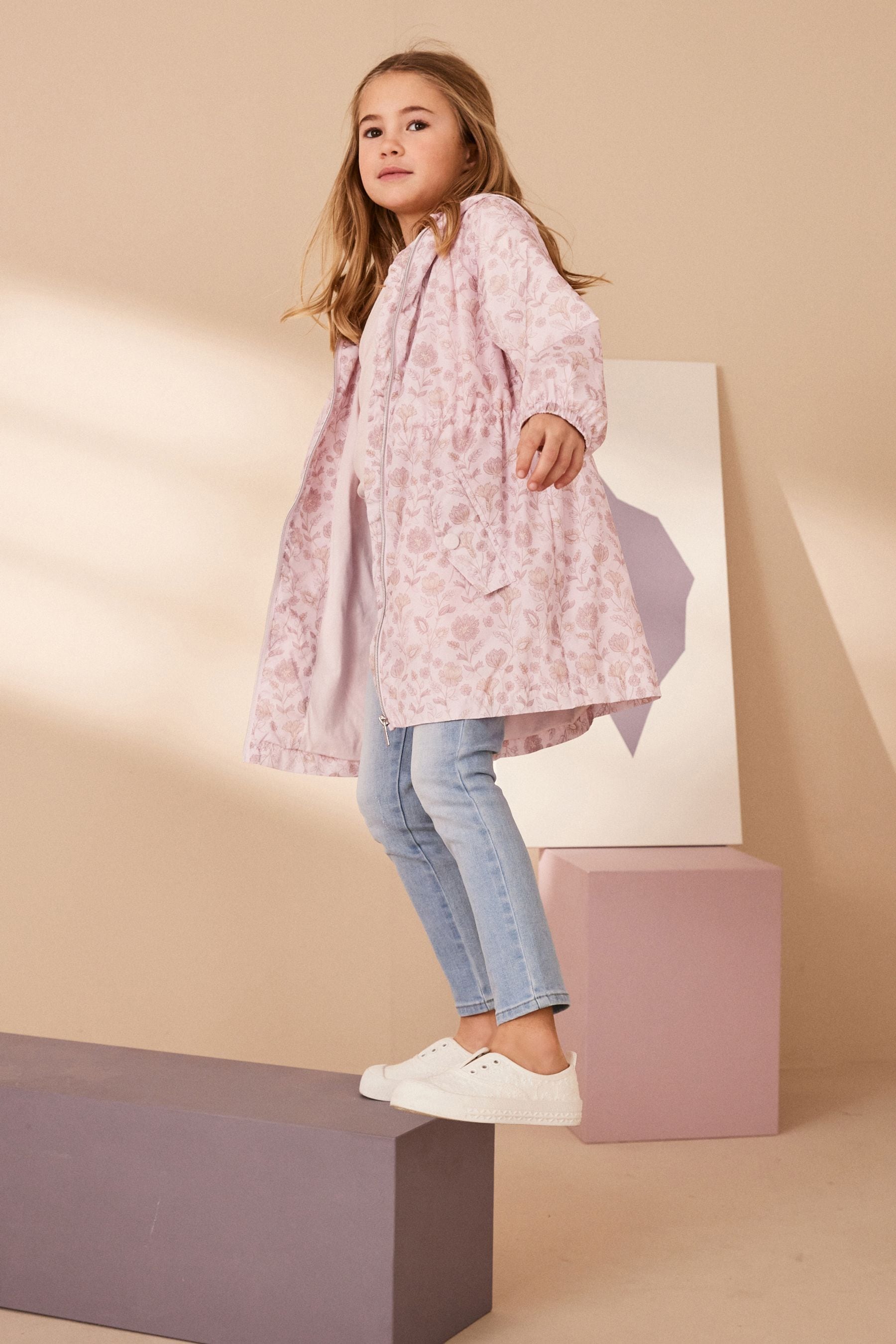 Pink Floral Shower Resistant Cagoule (3-16yrs)