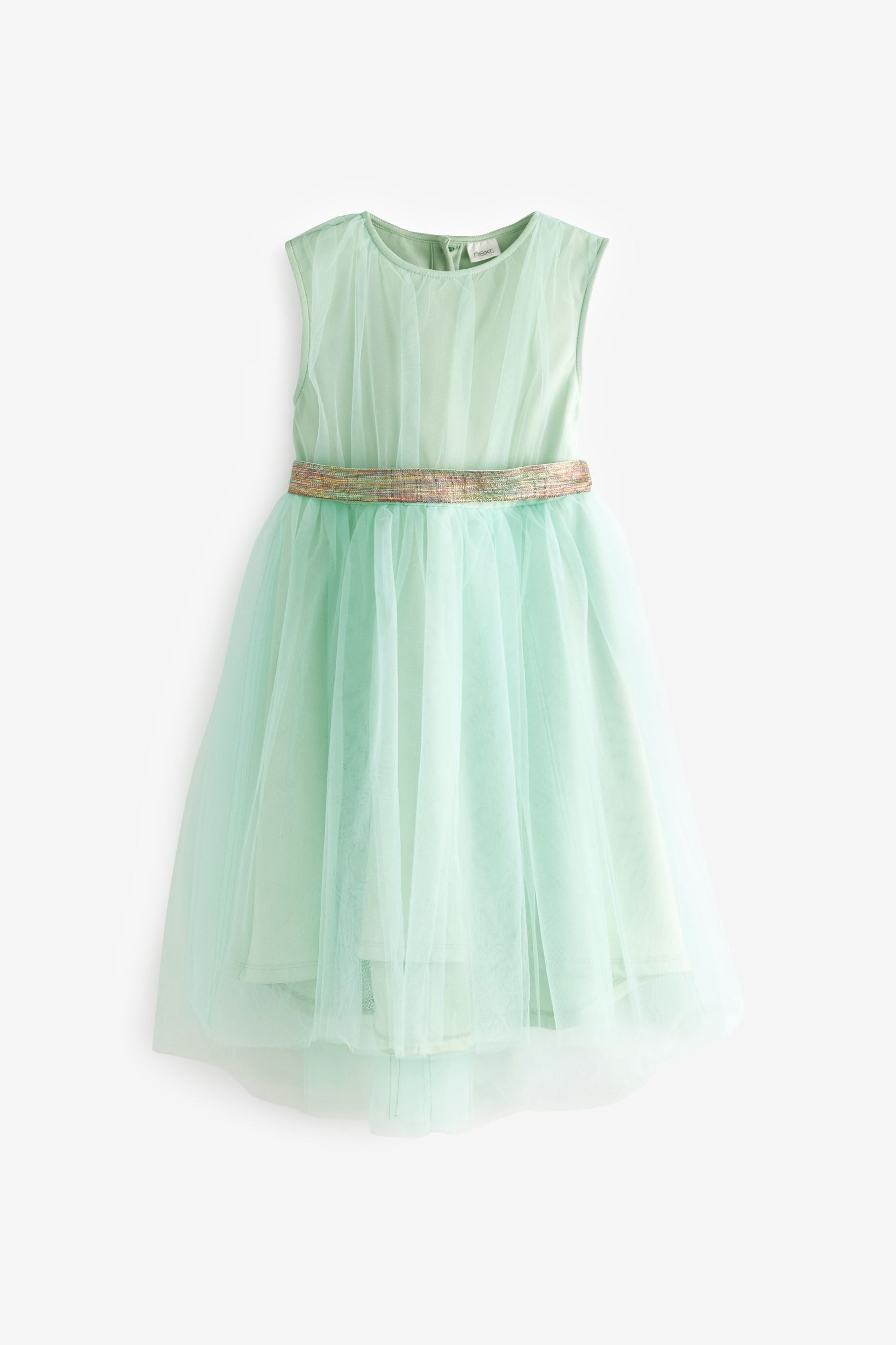 Mint Green Mesh Tie Back Party Dress (3-16yrs)