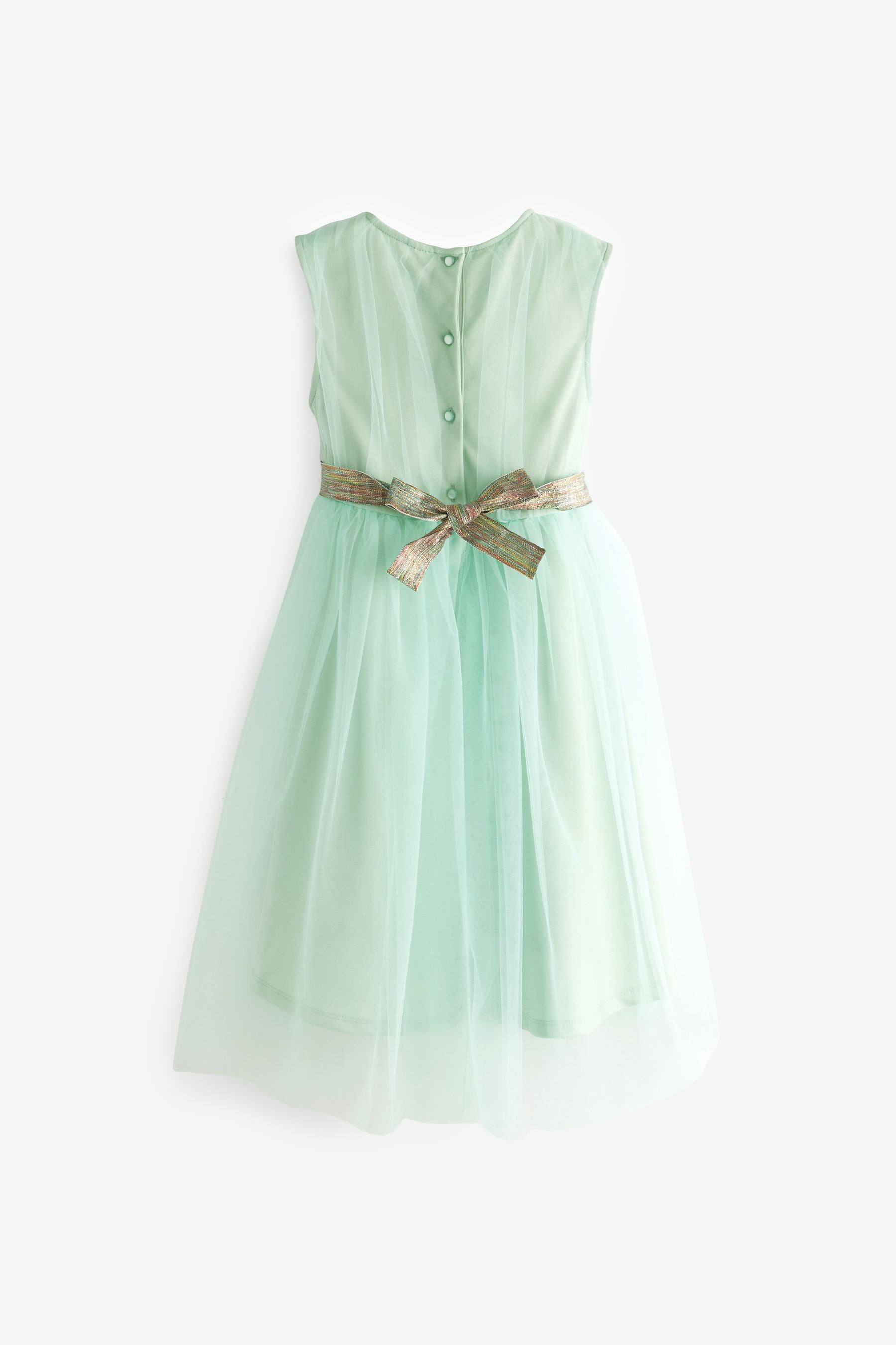 Mint Green Mesh Tie Back Party Dress (3-16yrs)