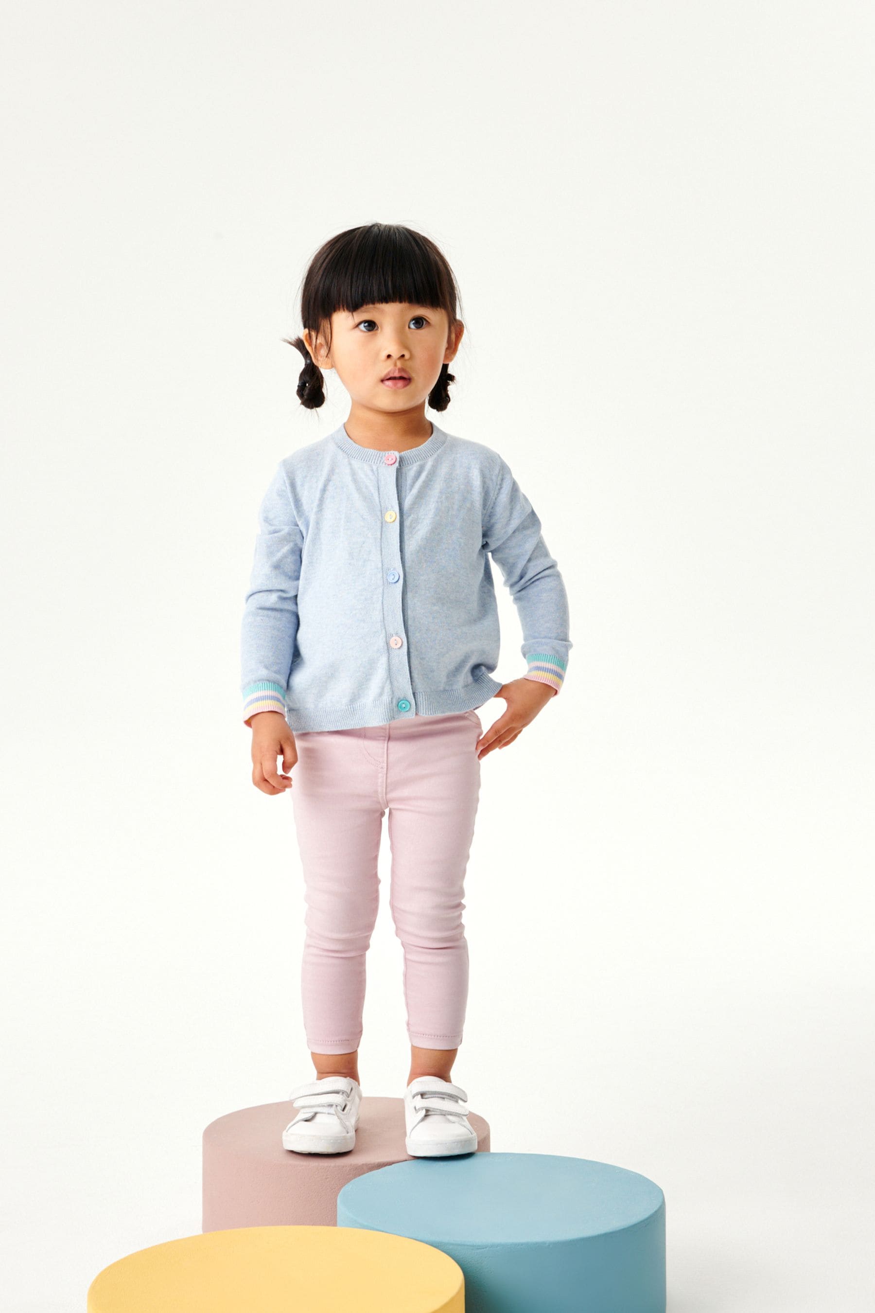 Blue Denim Rainbow Button Cardigan (3mths-10yrs)