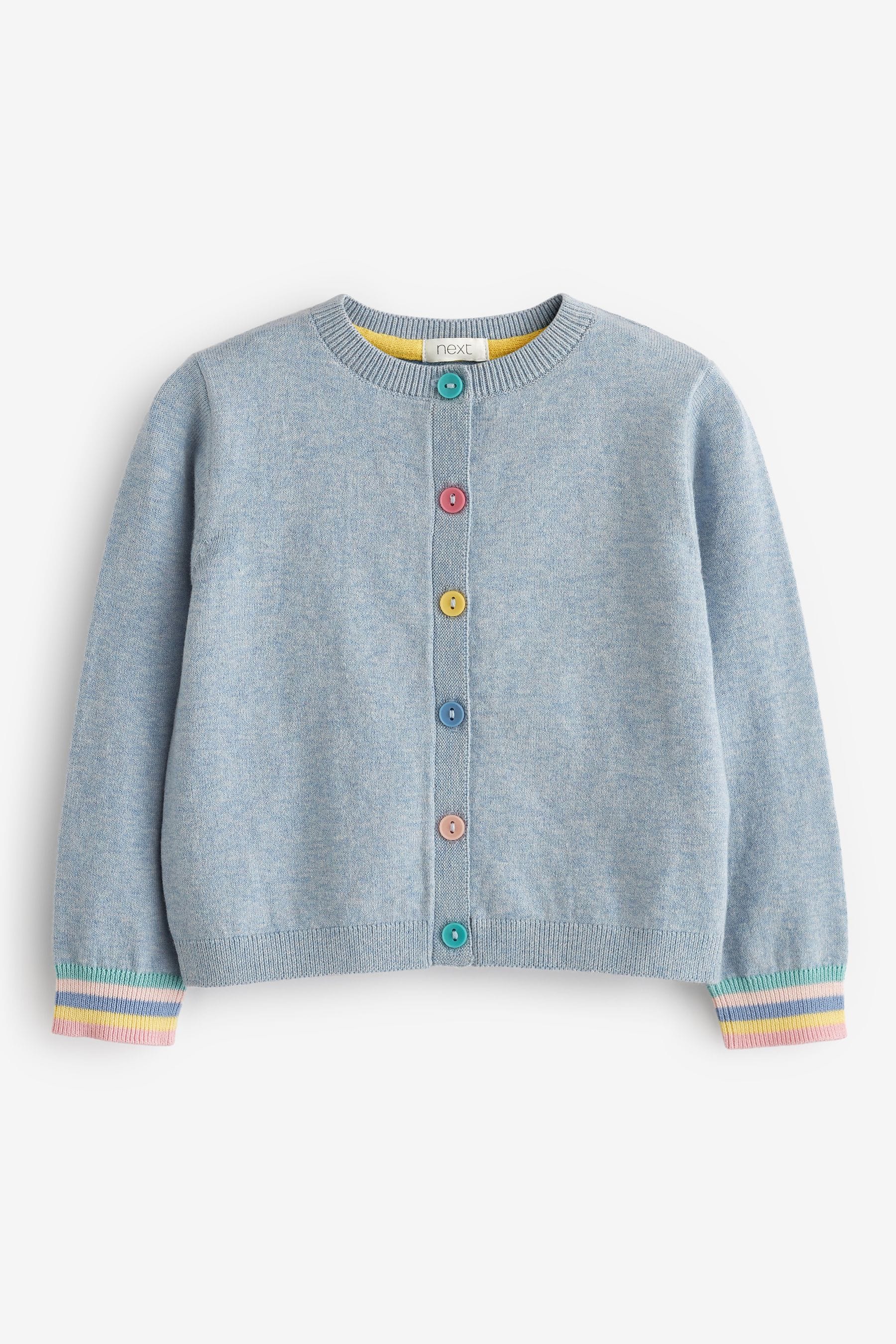 Blue Denim Rainbow Button Cardigan (3mths-10yrs)