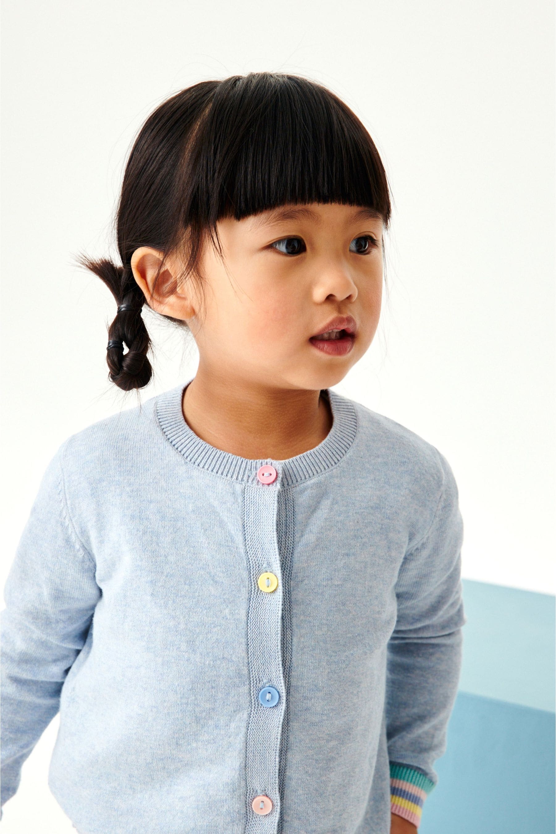 Blue Denim Rainbow Button Cardigan (3mths-10yrs)