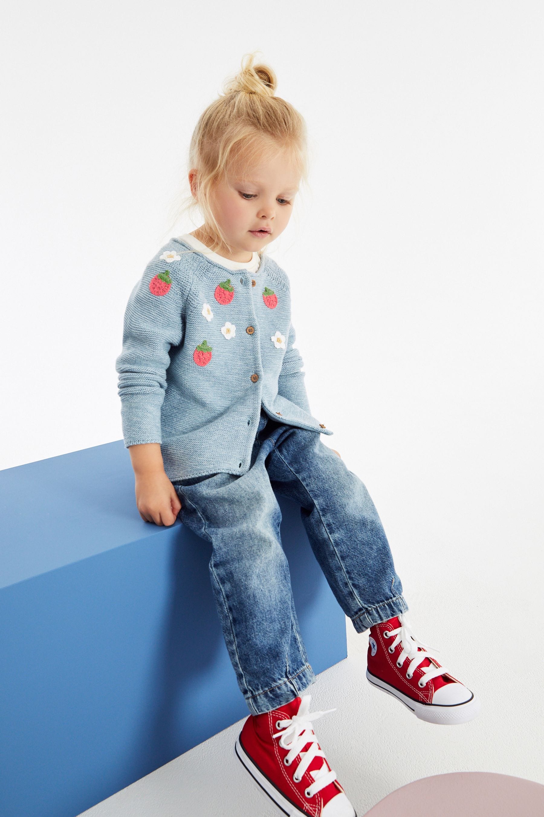 Denim Strawberry Cardigan (3mths-7yrs)