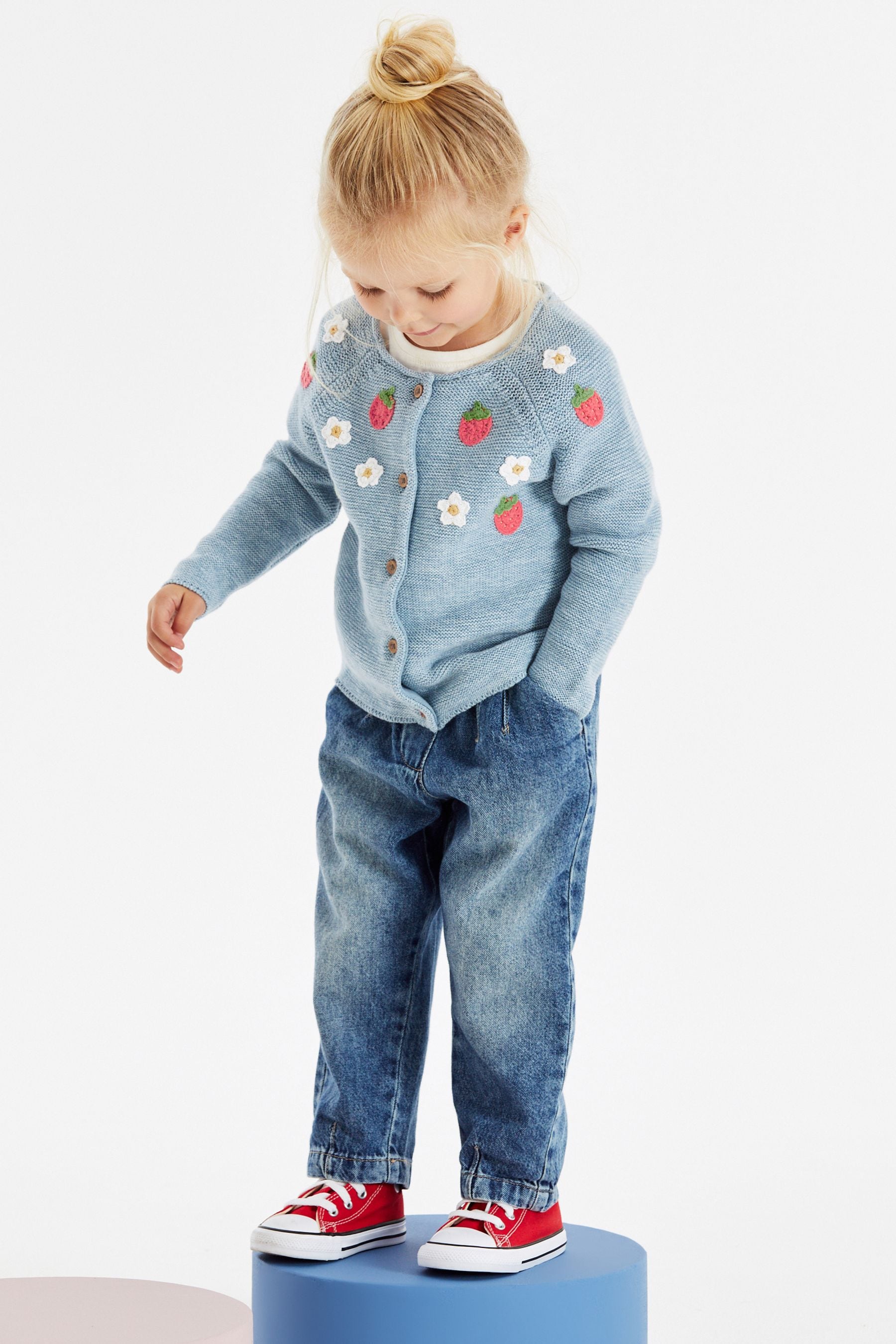 Denim Strawberry Cardigan (3mths-7yrs)