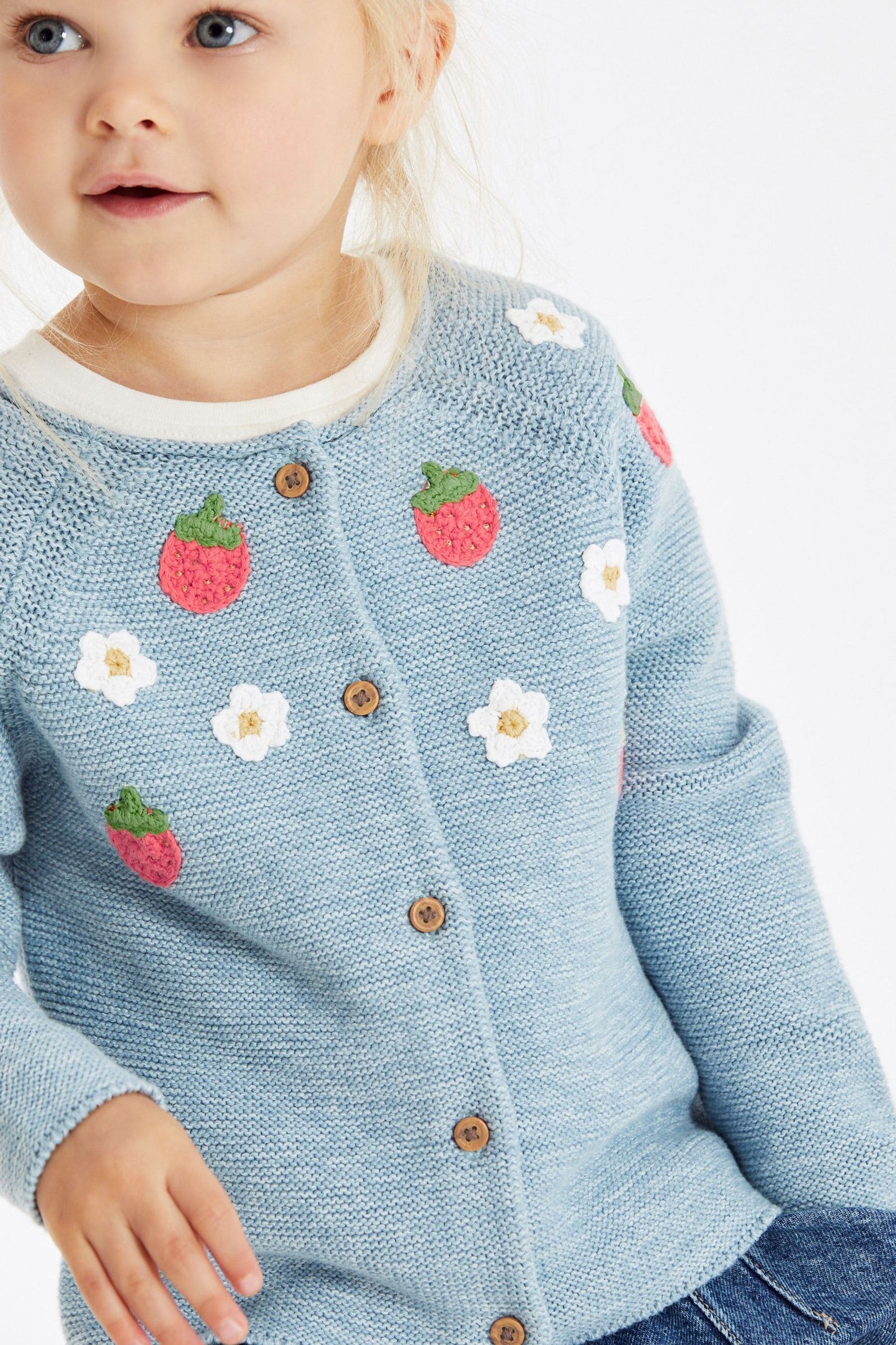 Denim Strawberry Cardigan (3mths-7yrs)