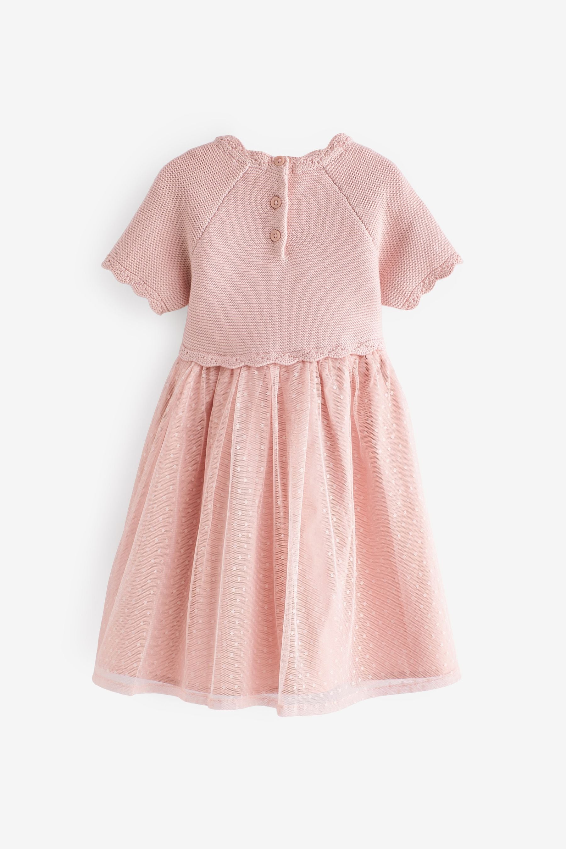 Pink Sparkle Jumper Dress With Woven Skirt (3mths-7yrs)