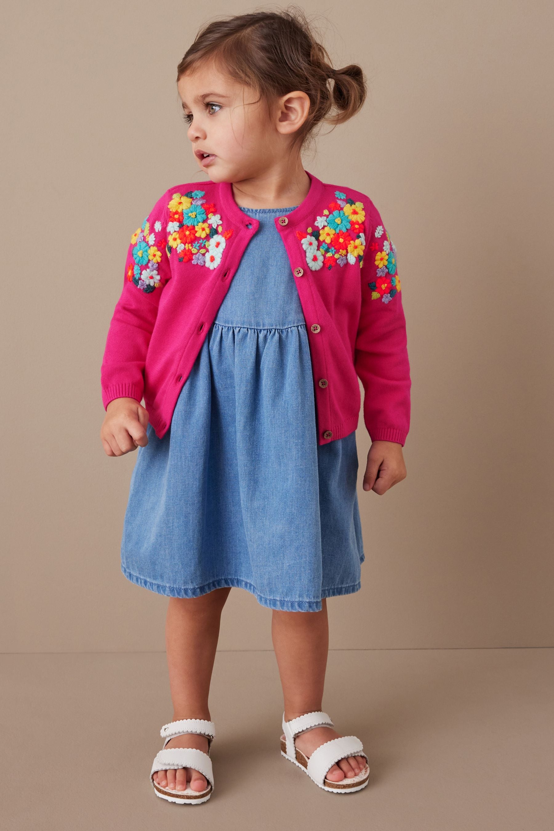 Pink Floral Embroidered Cardigan (3mths-7yrs)