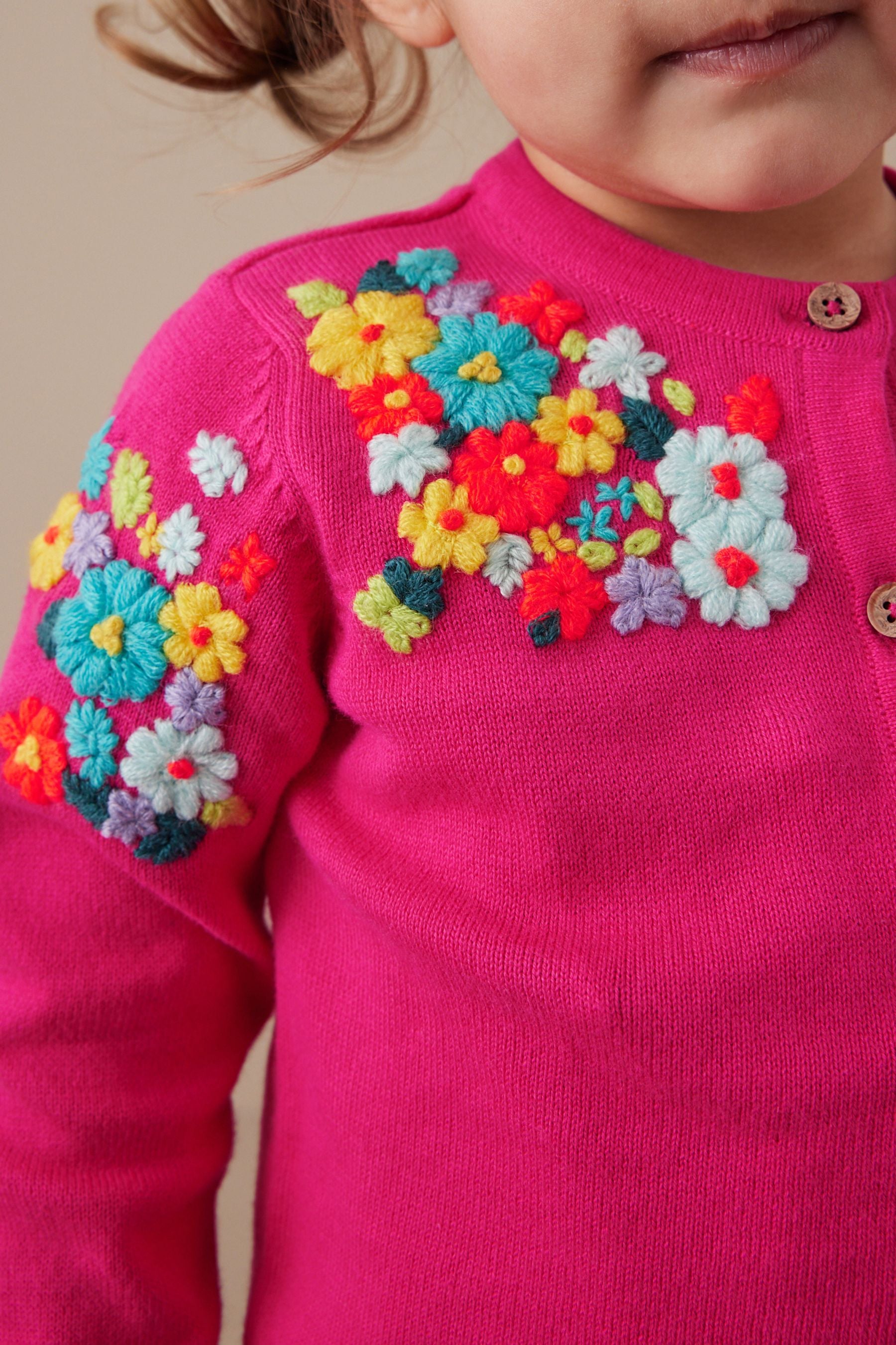 Pink Floral Embroidered Cardigan (3mths-7yrs)