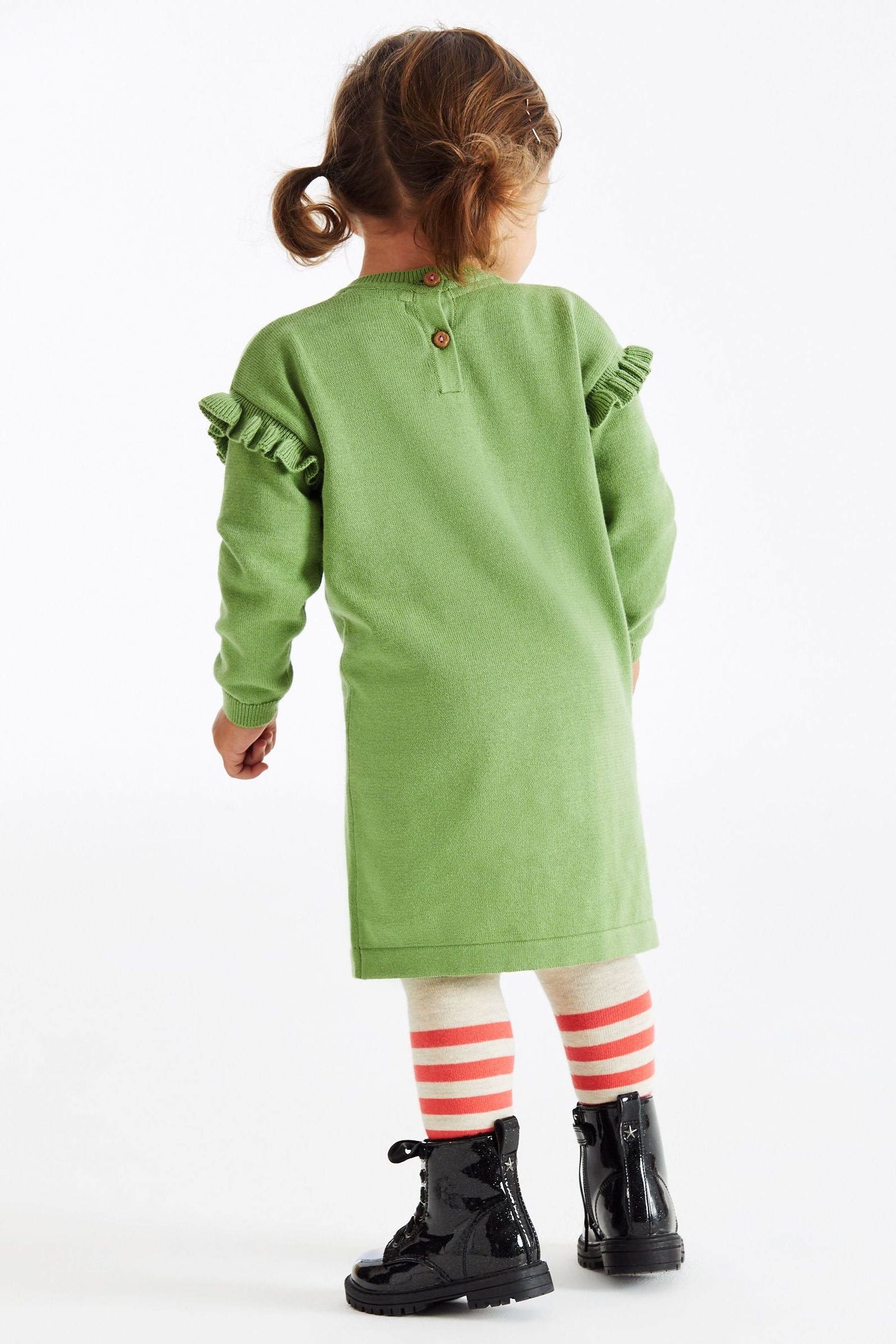 Green Jumper Dress And Tights (3mths-7yrs)