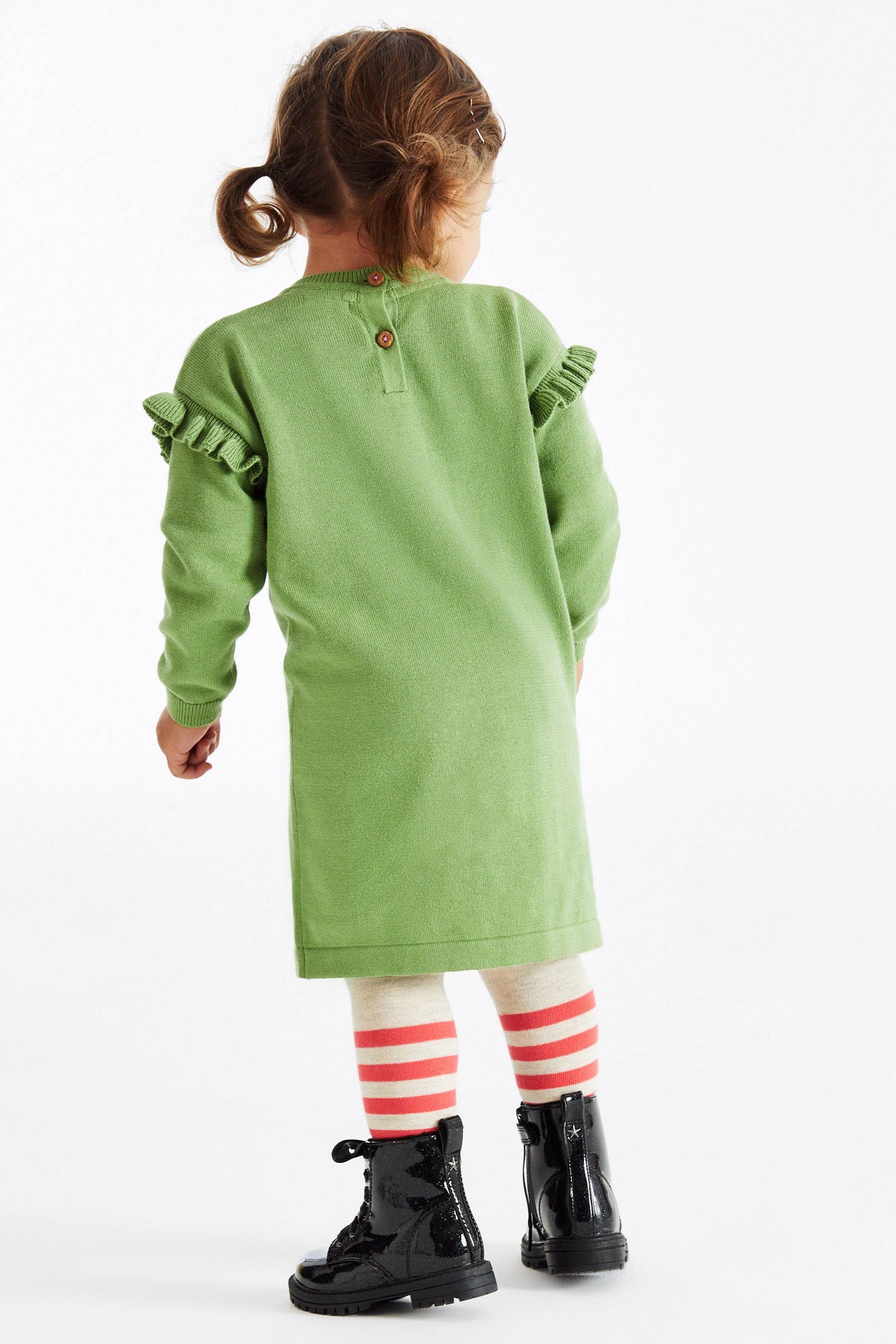 Green Jumper Dress And Tights (3mths-7yrs)