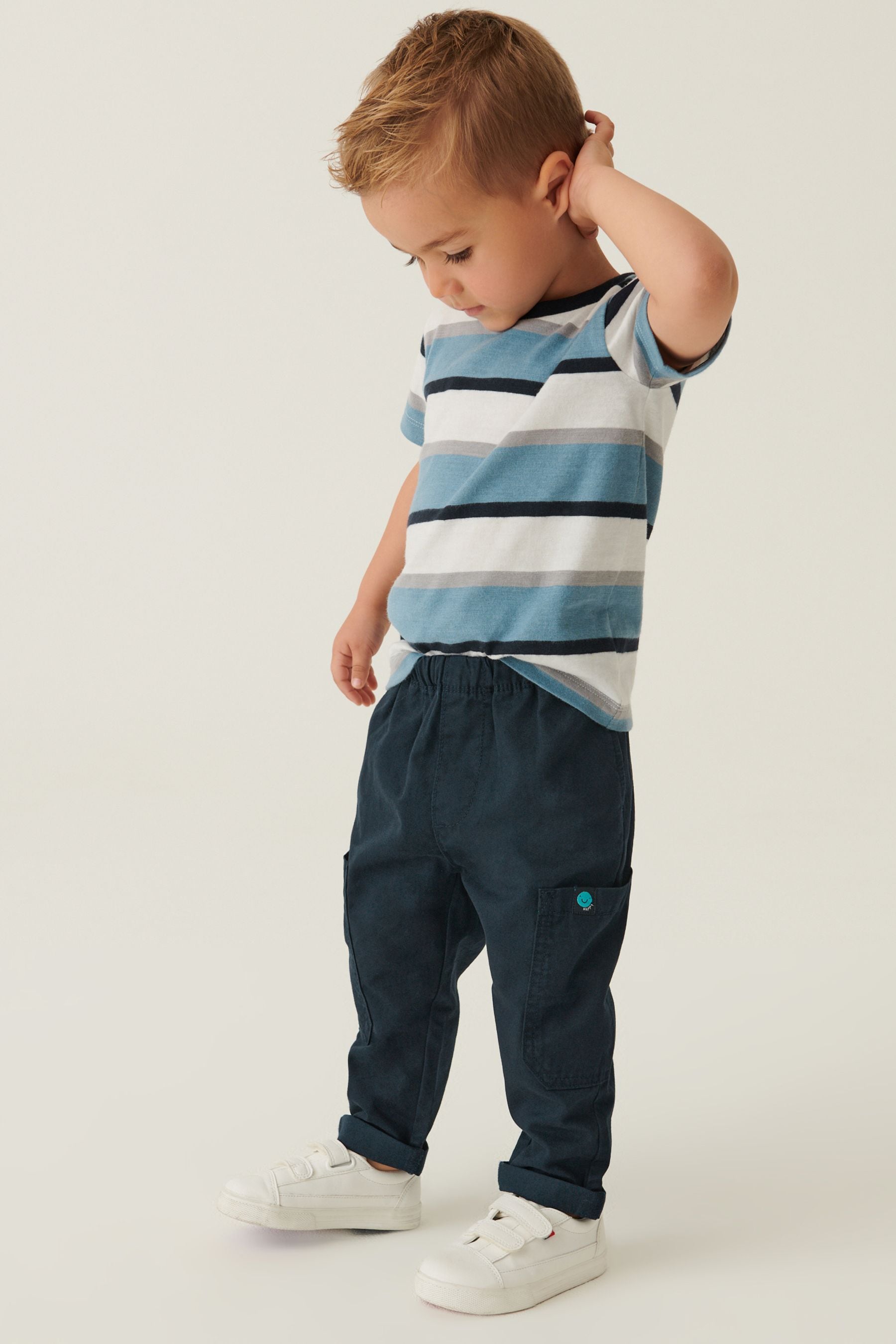 Navy Blue Side Pocket Pull-On Trousers (3mths-7yrs)