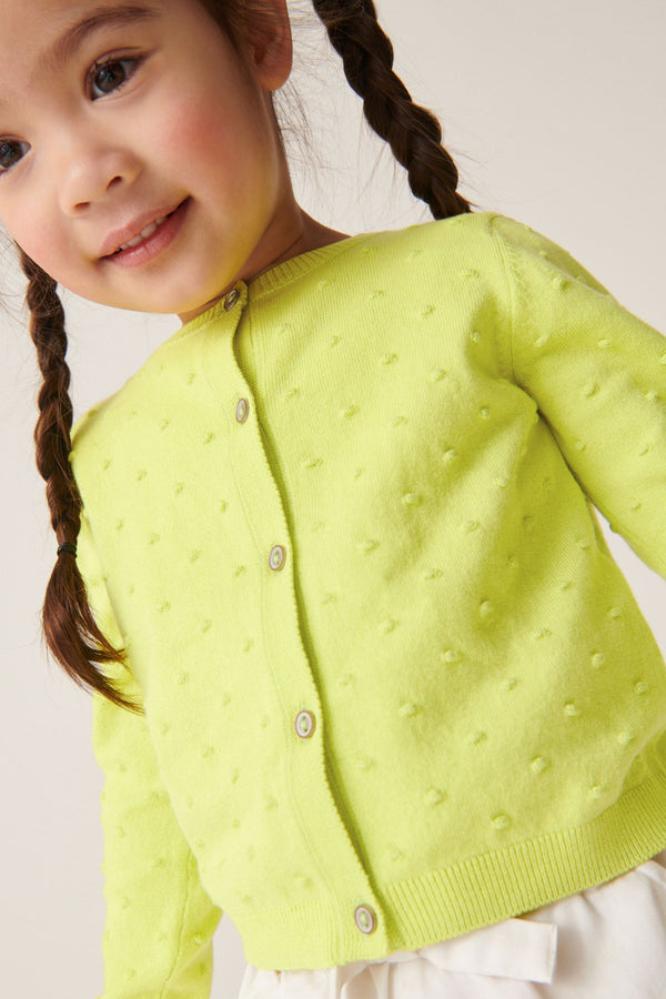 Lime Green Bobble Cardigan (3mths-10yrs)