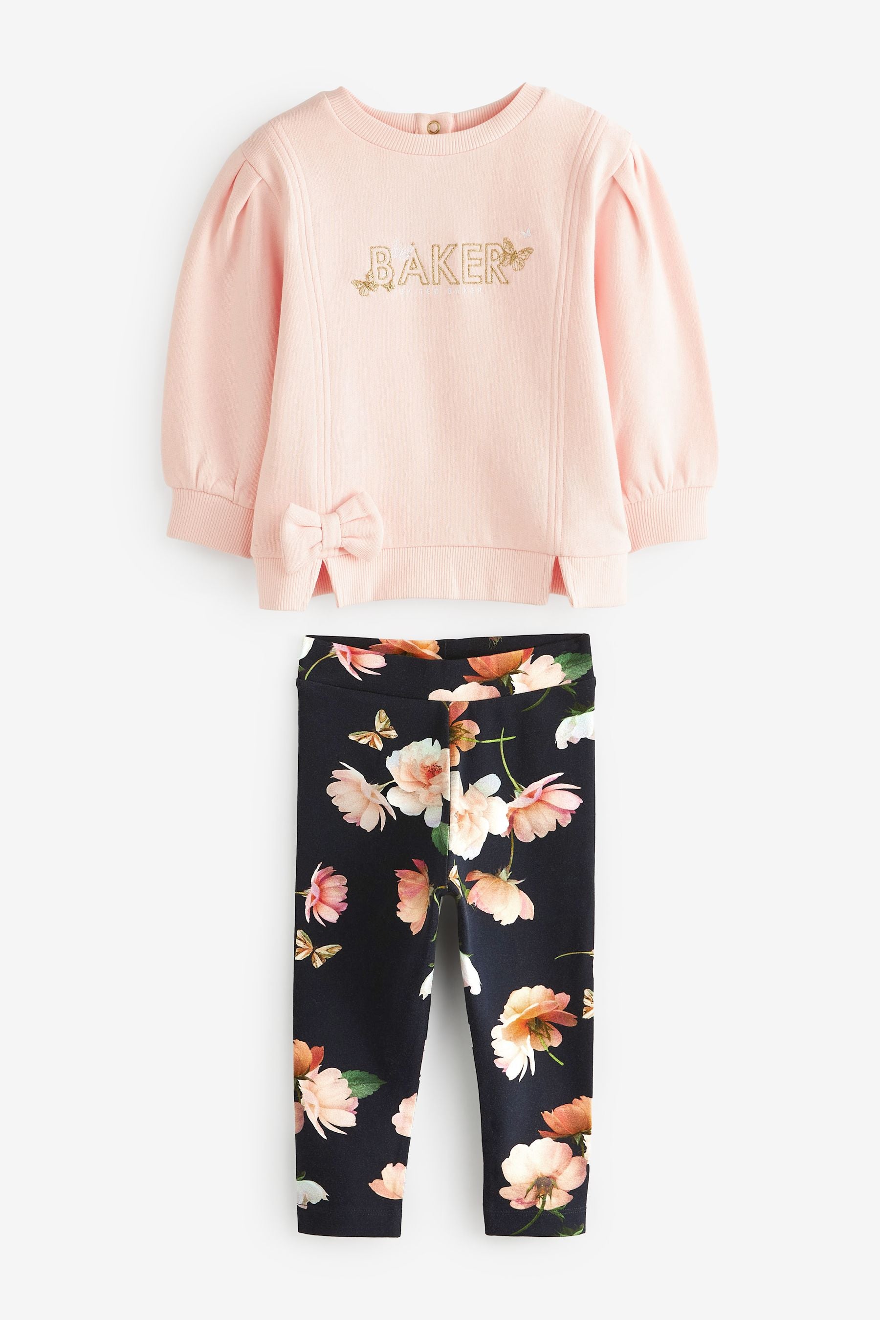 Pink Baker by Ted Baker Pink Bow Legging and Sweater Set