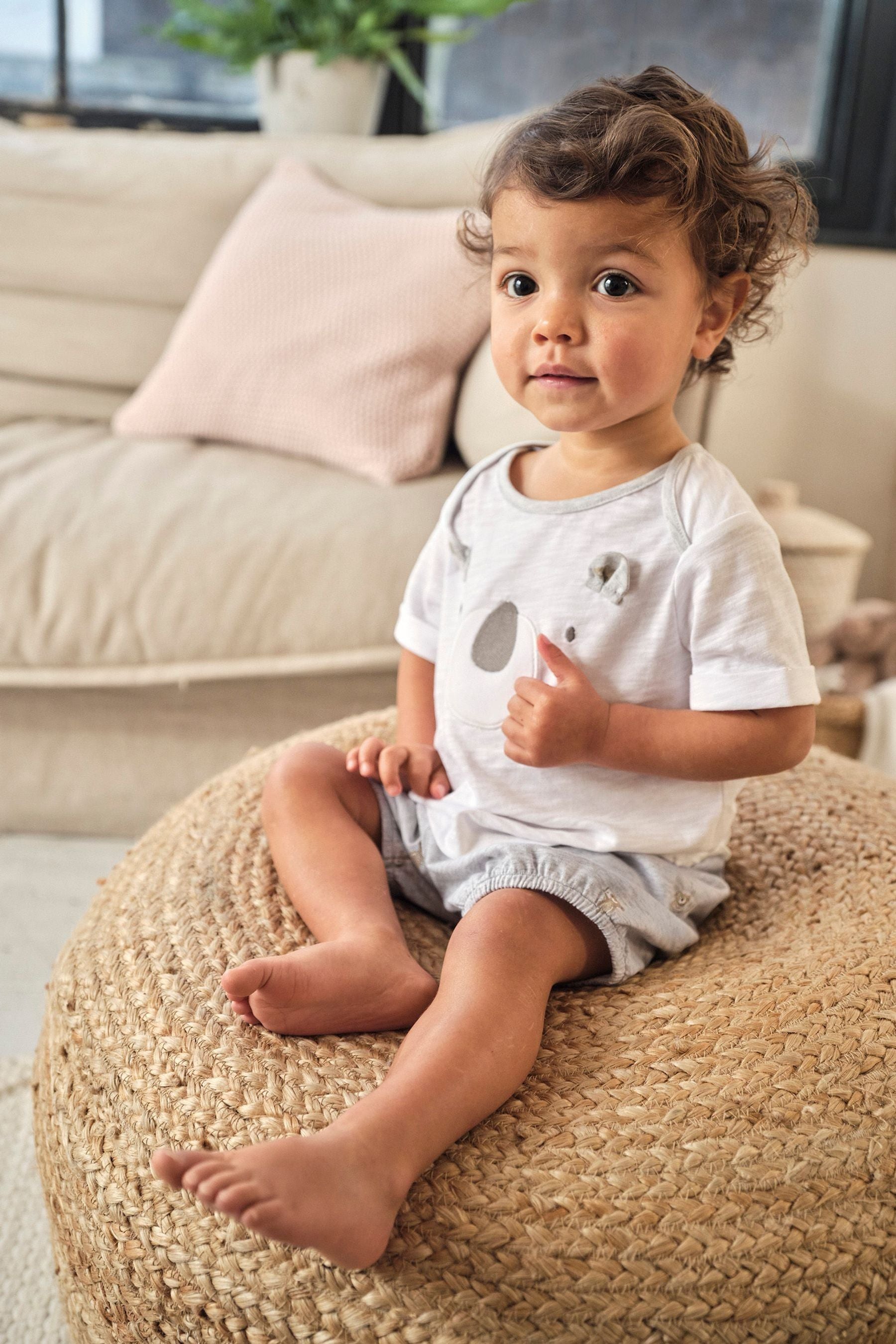 The White Company Grey Koala T-Shirt And Shorts Set