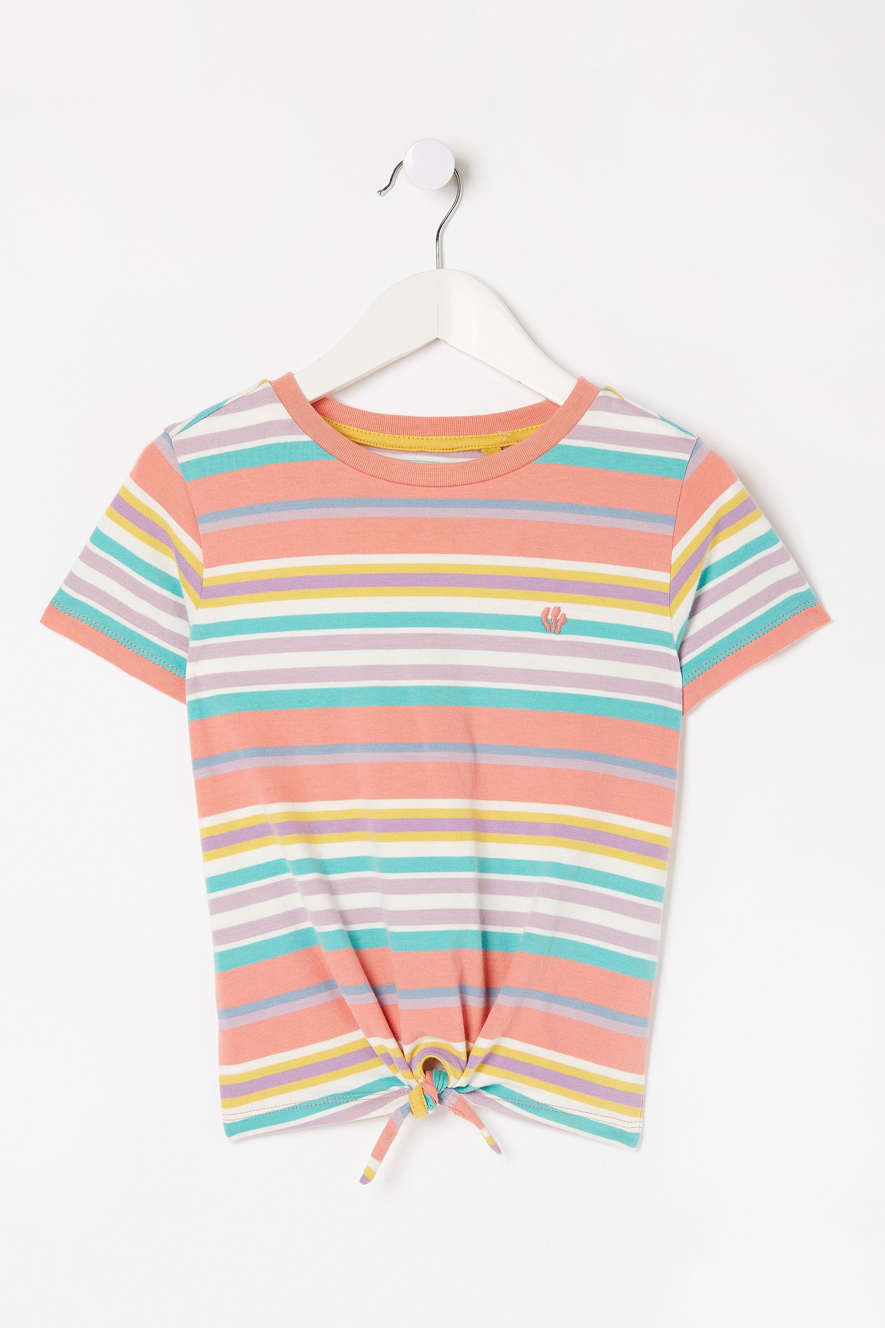 FatFace Natural Stripe Knot Front T-Shirt