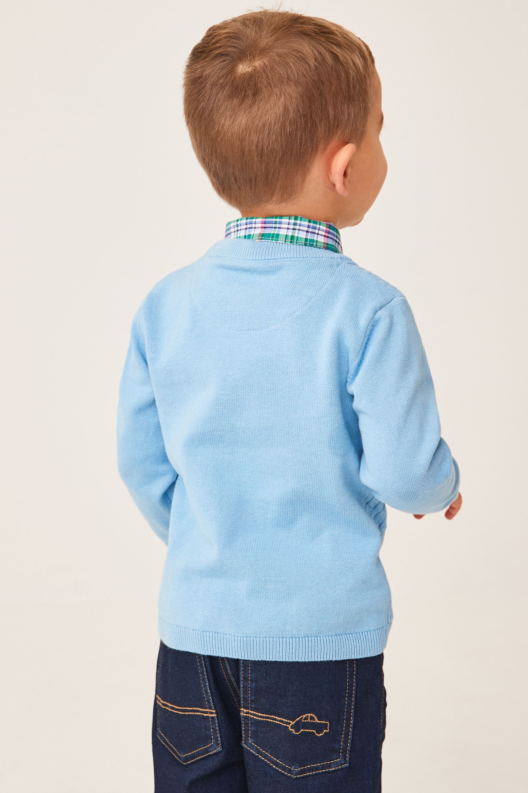 Blue Cable Mock Shirt Jumper (3mths-7yrs)