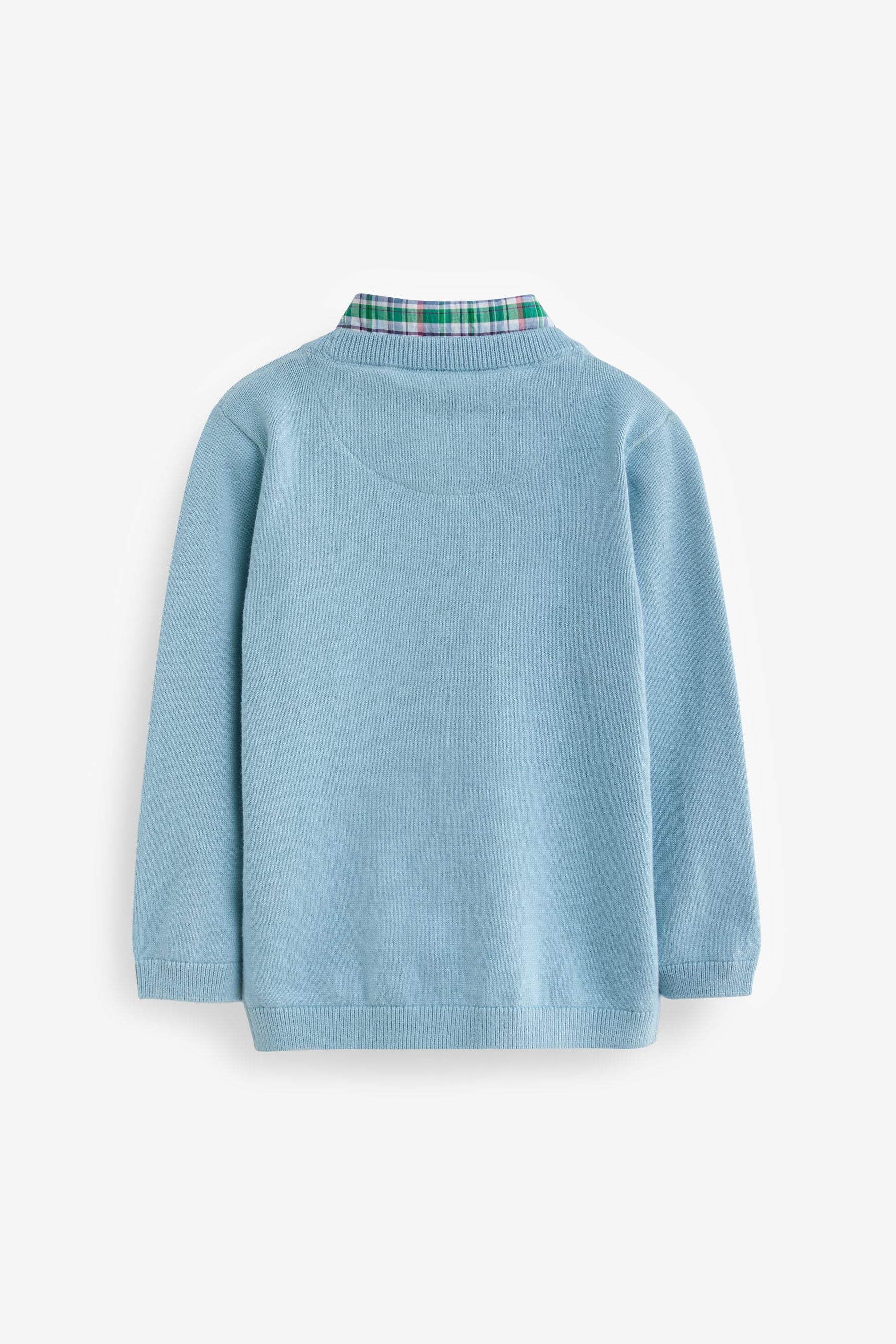 Blue Cable Mock Shirt Jumper (3mths-7yrs)