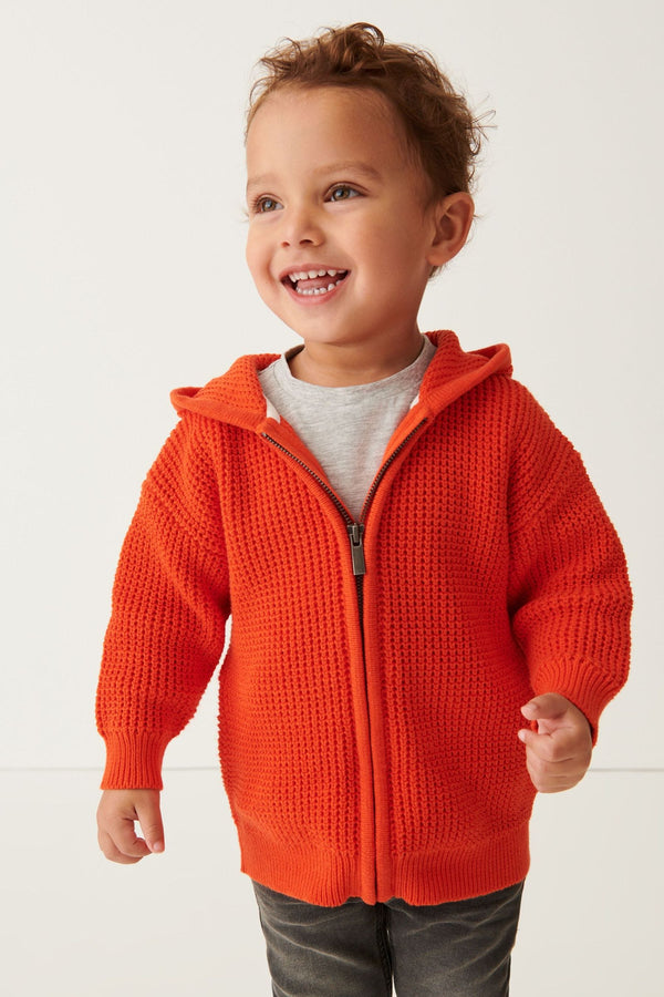 Orange Knitted Zip Through Hoodie (3mths-7yrs)