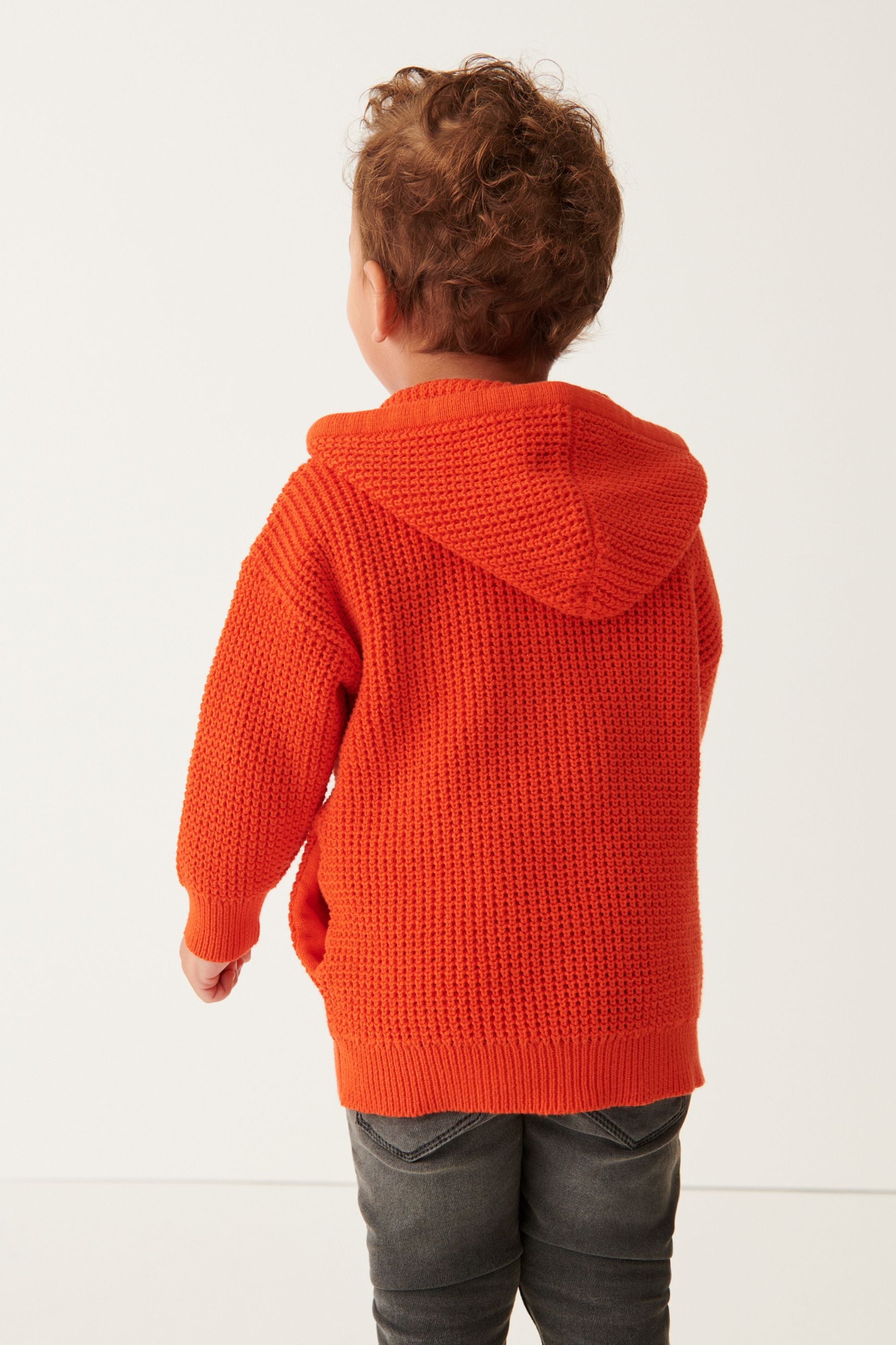 Orange Knitted Zip Through Hoodie (3mths-7yrs)