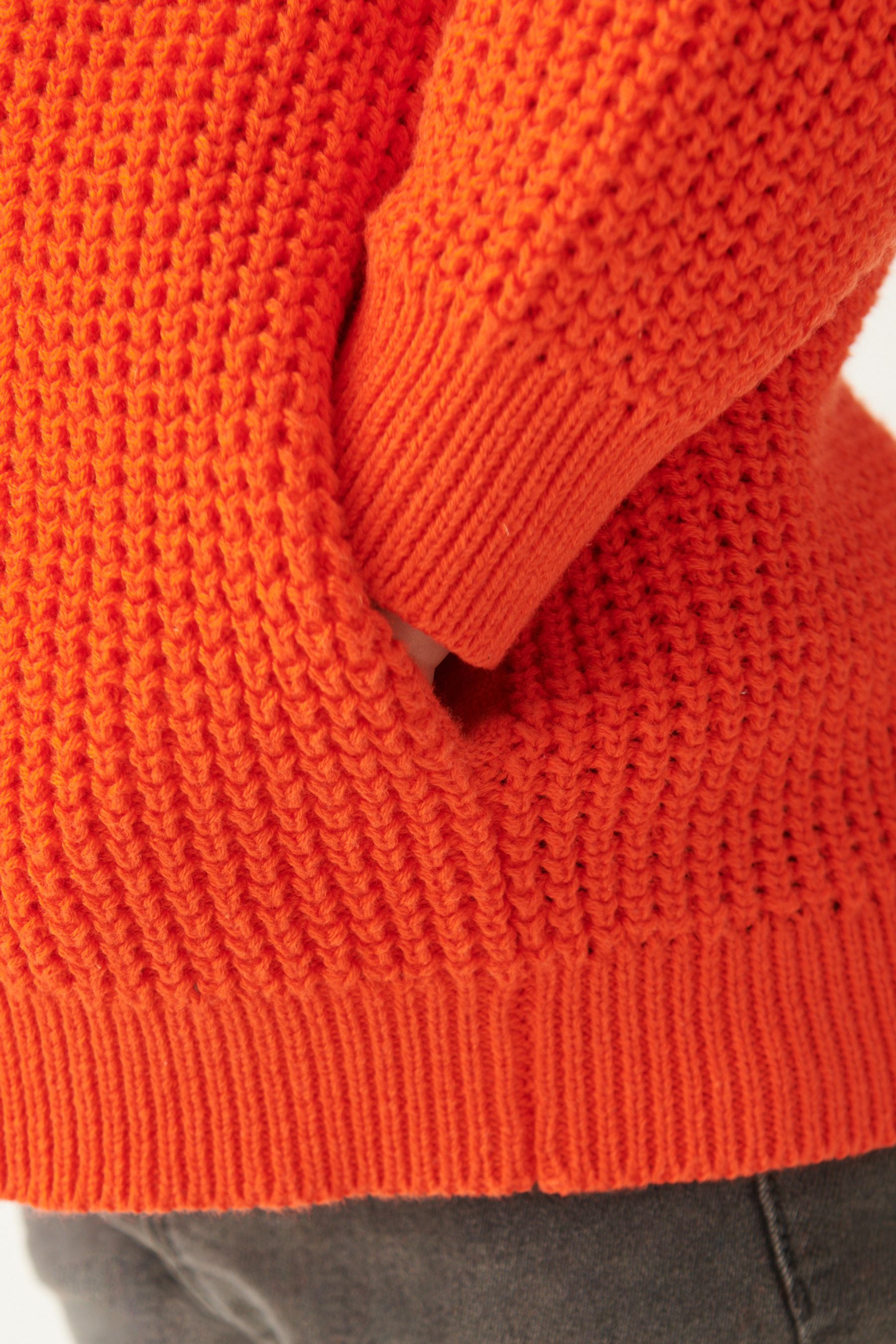 Orange Knitted Zip Through Hoodie (3mths-7yrs)