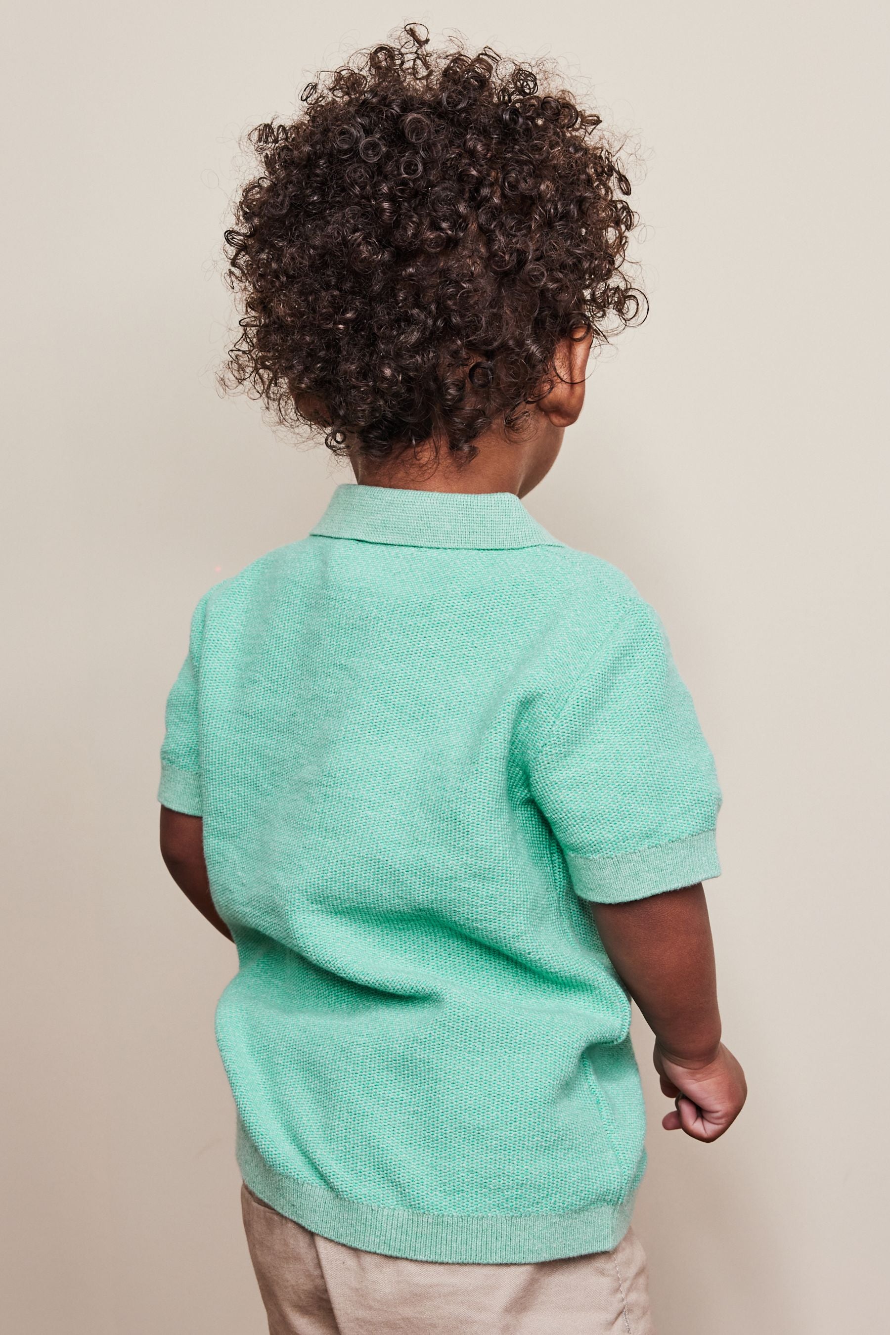 Mint Green Knitted Textured Short Sleeve Polo Shirt (3mths-7yrs)