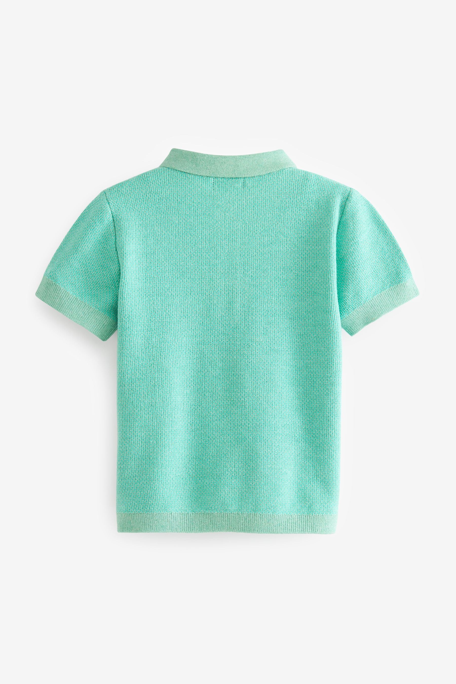 Mint Green Knitted Textured Short Sleeve Polo Shirt (3mths-7yrs)