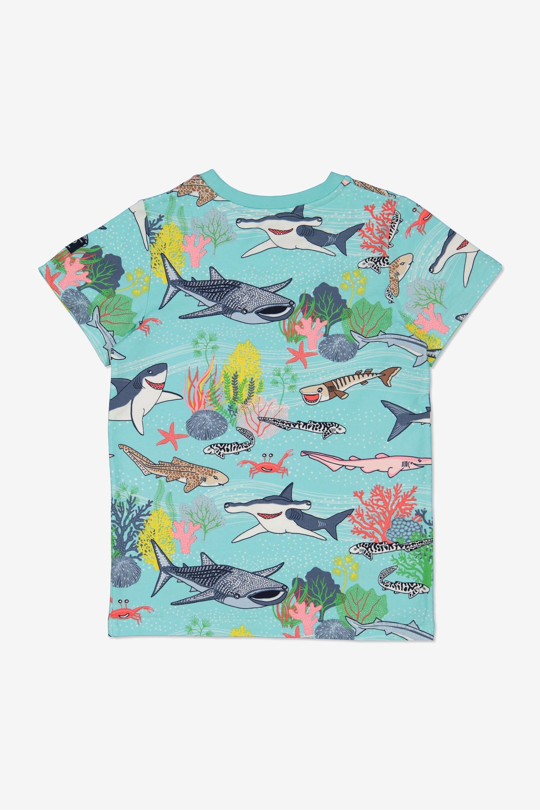 Polarn O Pyret Blue Organic Cotton Sealife Print T-Shirt