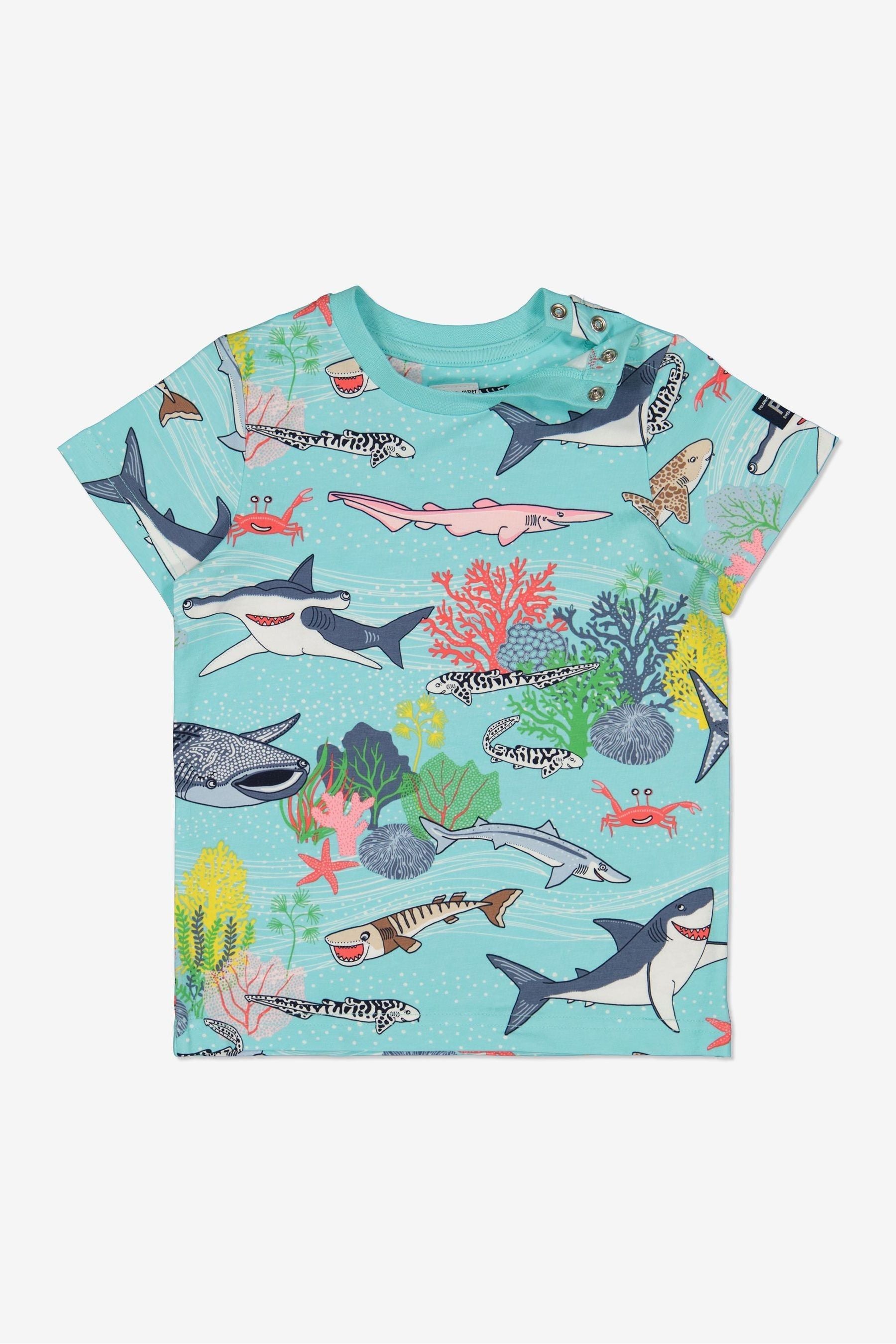 Polarn O Pyret Blue Organic Cotton Sealife Print T-Shirt