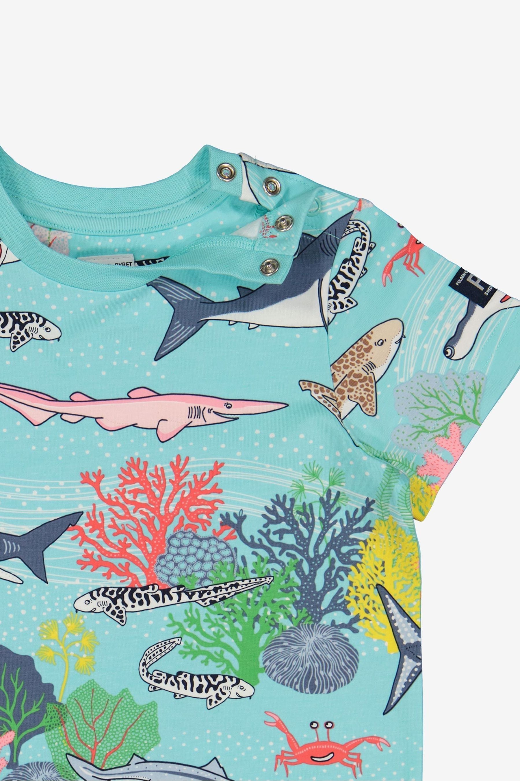 Polarn O Pyret Blue Organic Cotton Sealife Print T-Shirt