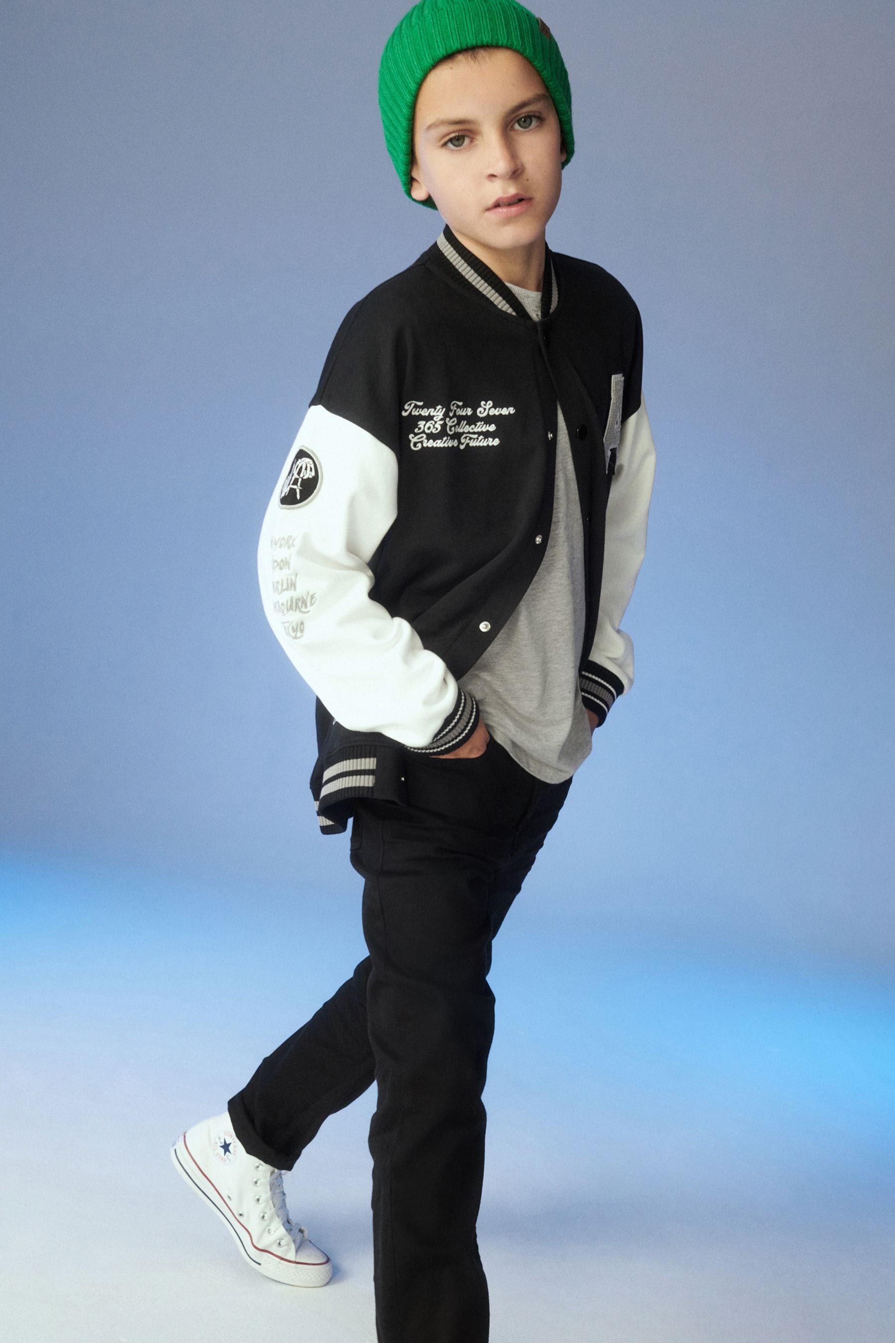 Black Skate Varsity Bomber Jacket (3-16yrs)