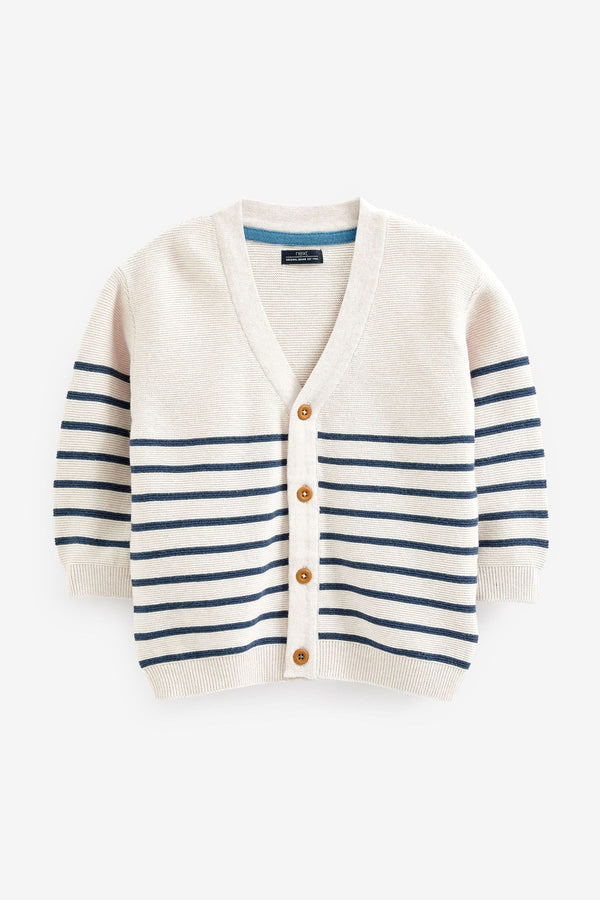 Ecru Stripe Button Through Cardigan (3mths-7yrs)